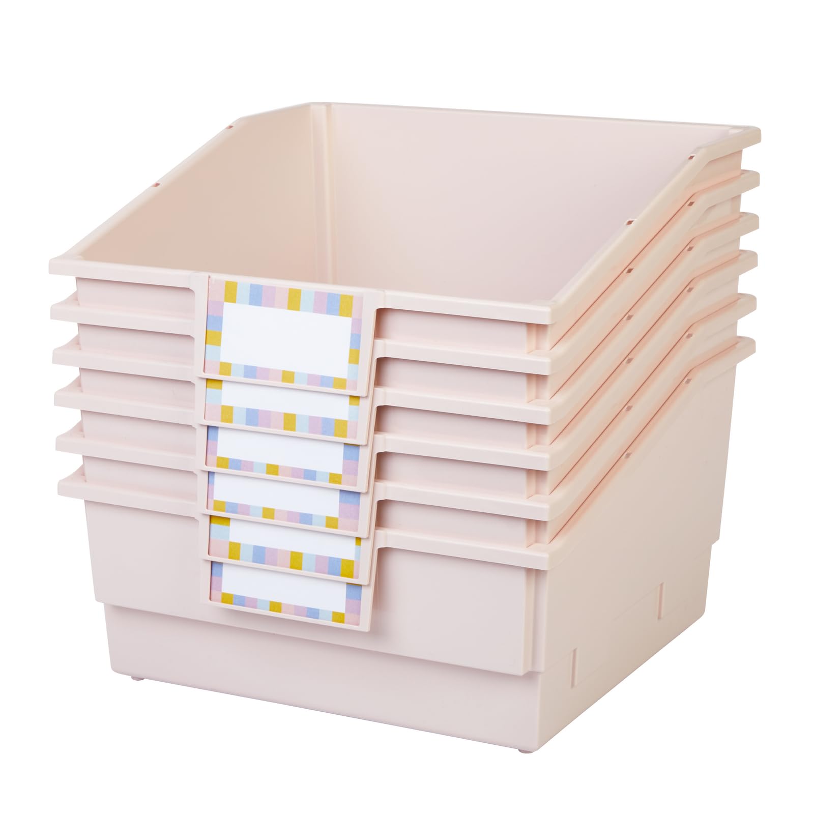 Really Good Stuff Picture Book Classroom Library Bins with Dividers - 6 Pack - Sand - Image 3