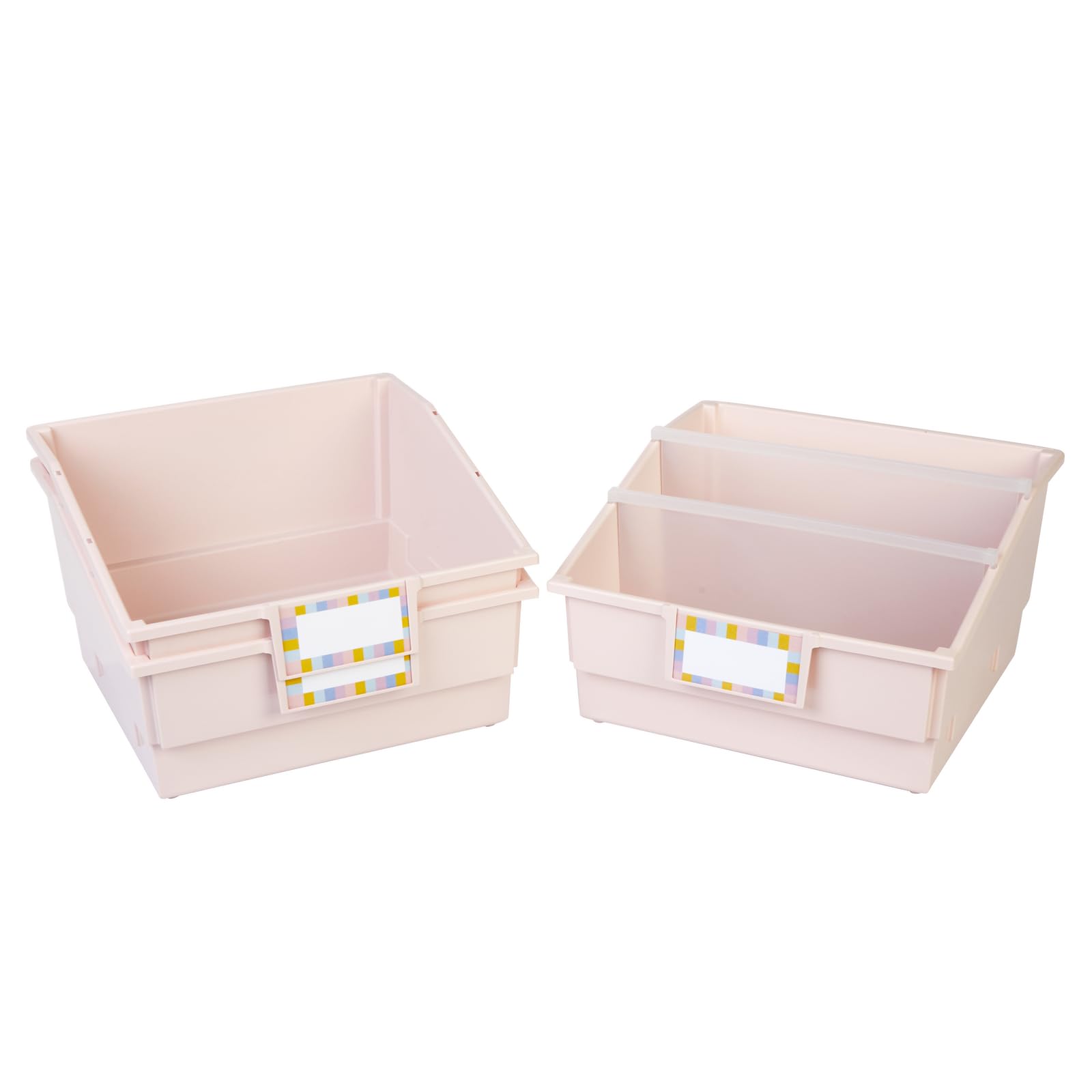 Really Good Stuff Picture Book Classroom Library Bins with Dividers - 6 Pack - Sand - Image 5