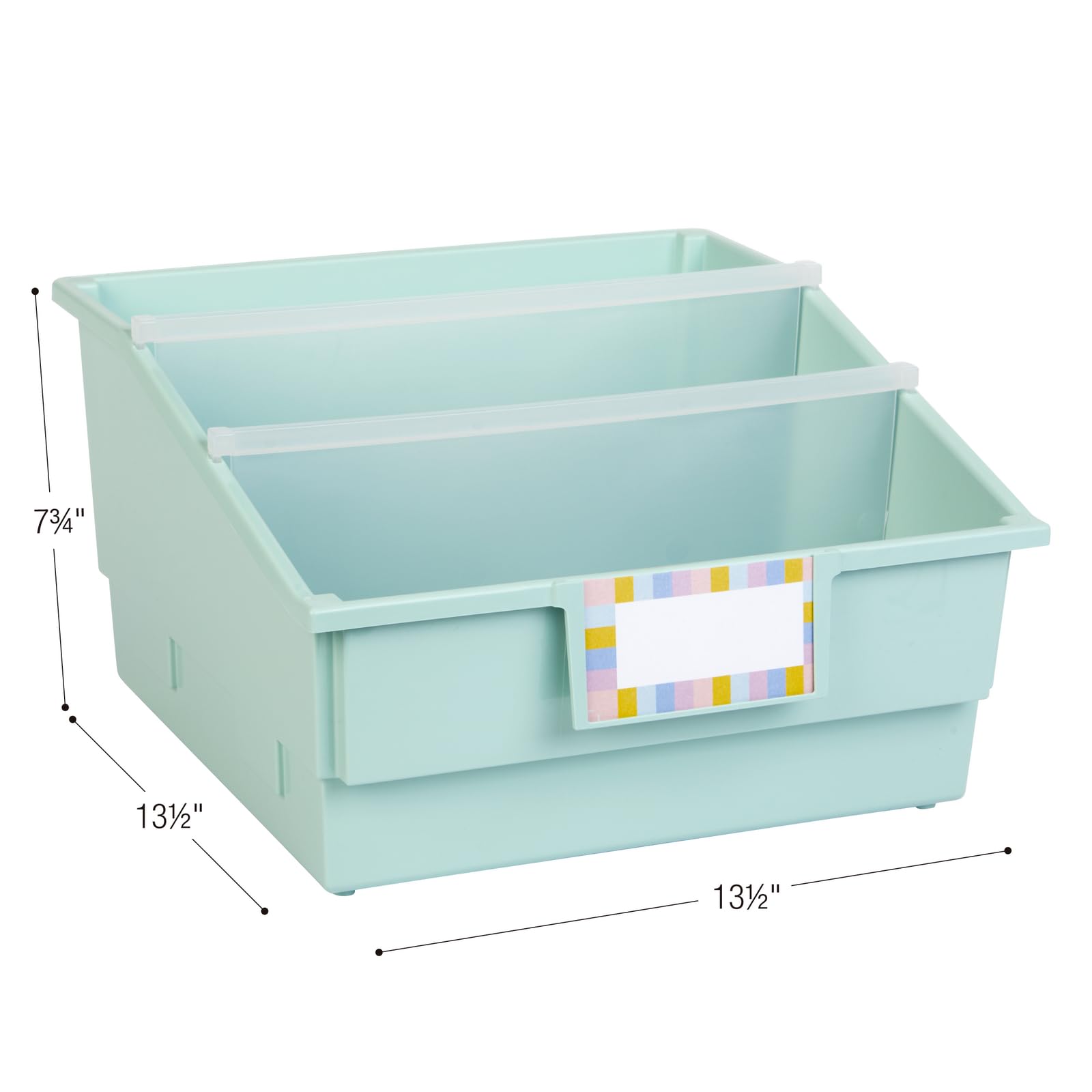 Really Good Stuff Picture Book Classroom Library Bins with Dividers - 6 Pack - Mint Green - Image 4