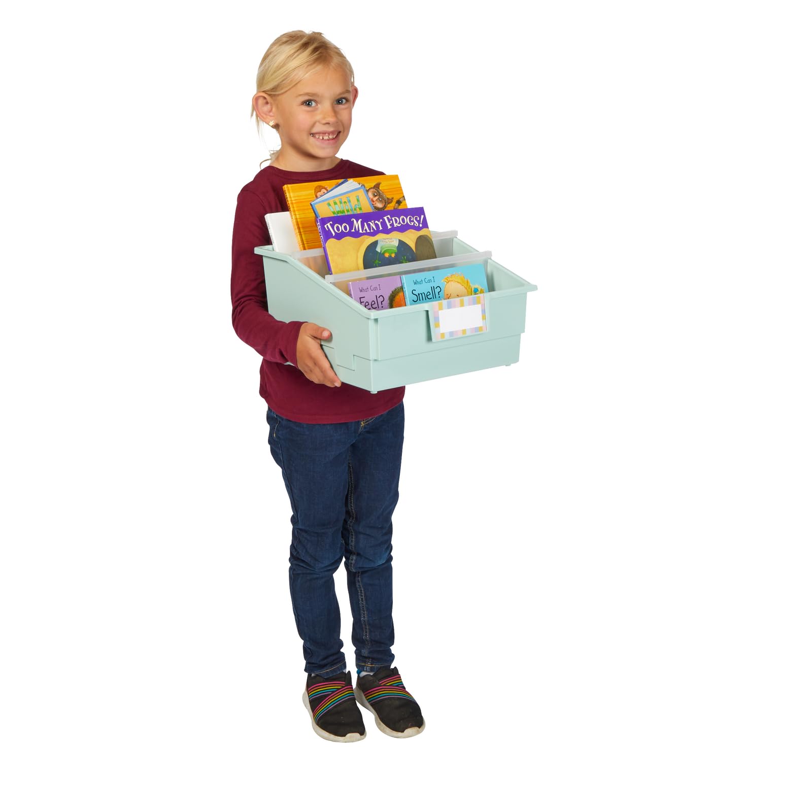 Really Good Stuff Picture Book Classroom Library Bins with Dividers - 6 Pack - Mint Green - Image 6