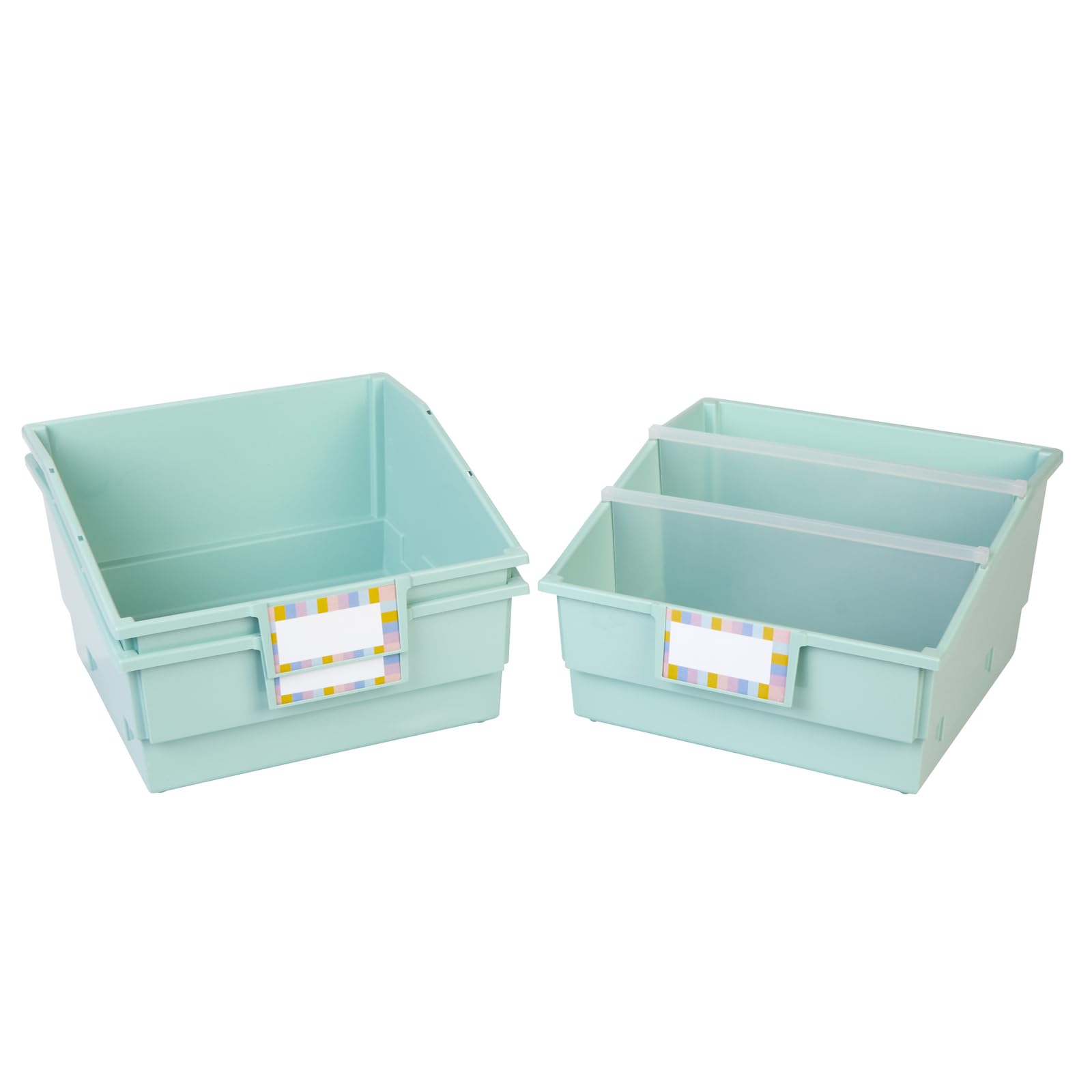 Really Good Stuff Picture Book Classroom Library Bins with Dividers - 6 Pack - Mint Green - Image 7
