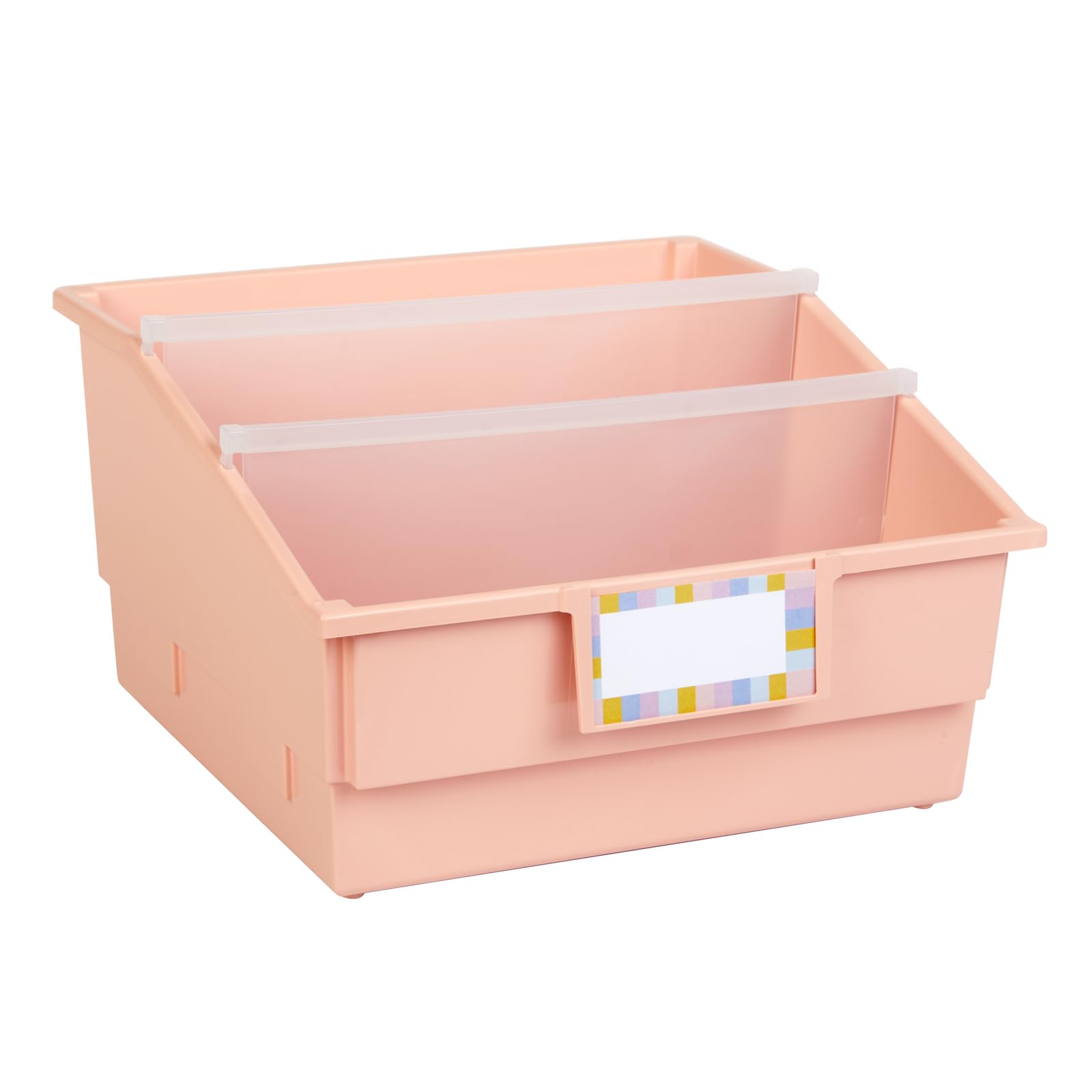Really Good Stuff Picture Book Classroom Library Bins with Dividers - 6 Pack - Peach - Image 4