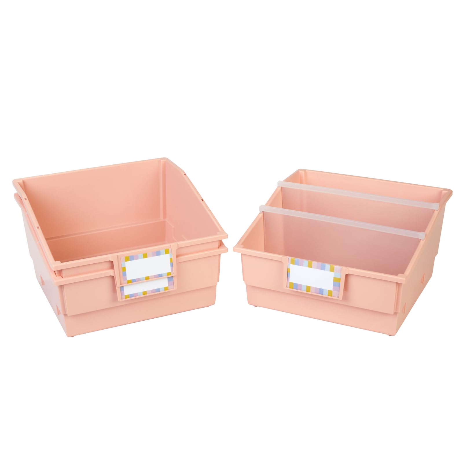 Really Good Stuff Picture Book Classroom Library Bins with Dividers - 6 Pack - Peach - Image 5