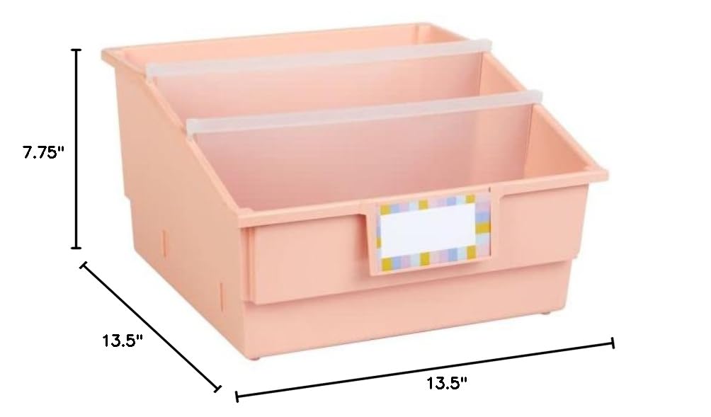 Really Good Stuff Picture Book Classroom Library Bins with Dividers - 6 Pack - Peach - Image 9