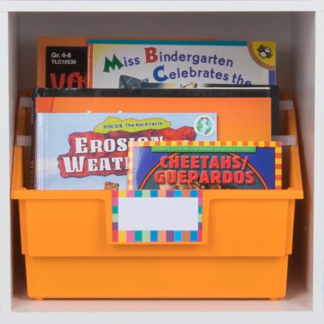 Really Good Stuff Picture Book Library Bins With Dividers - Neon Set Of 4 - Image 6