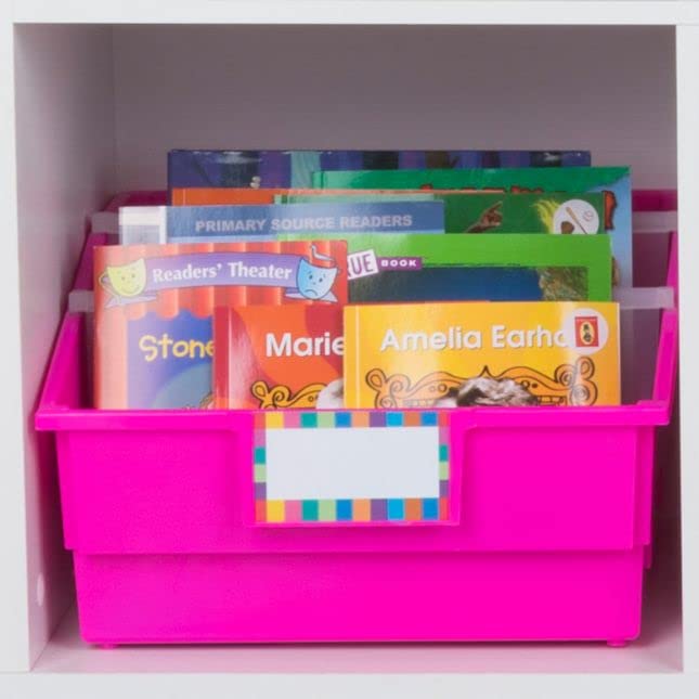 Really Good Stuff Picture Book Library Bins With Dividers - Neon Set Of 4 - Image 8