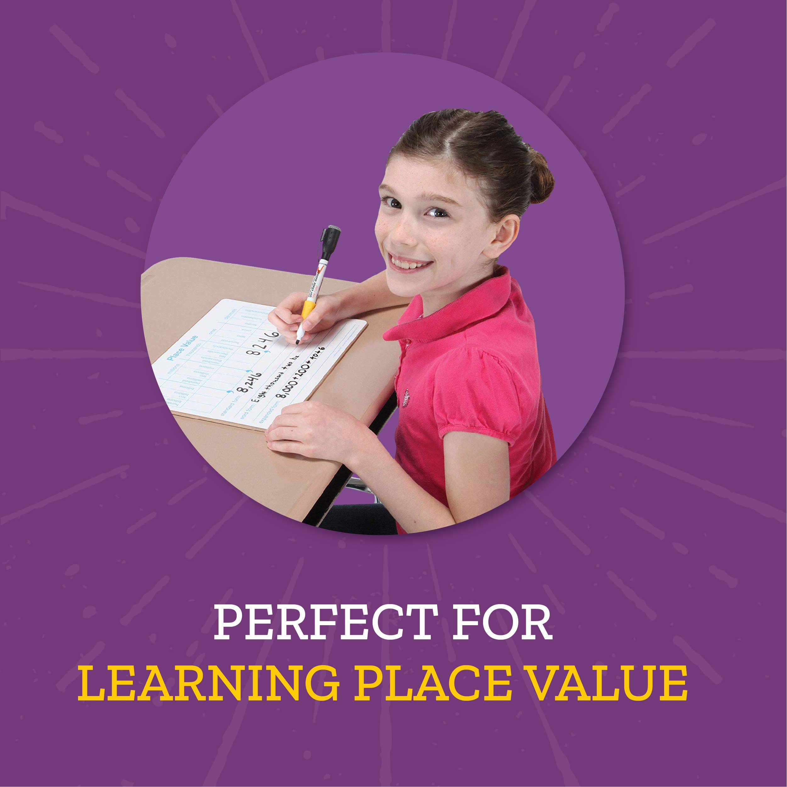 Really Good Stuff Place Value Dry Erase Boards, 12" by 9" -Set of 6- Help Students Write Large Numbers in Standard, Word, Expanded Forms, Double-Sided Practice Boards - Image 2