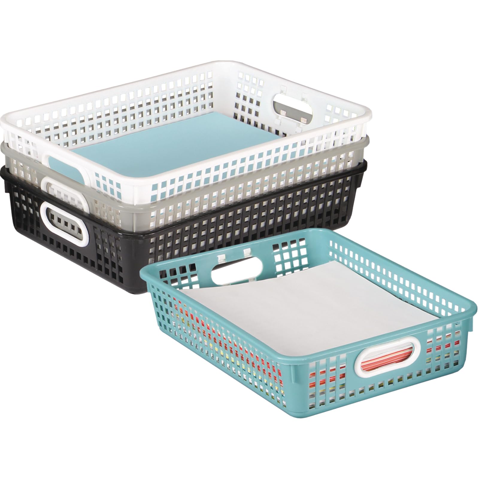 Really Good Stuff Plastic Desktop Paper Storage Baskets for Classroom or Home Use – Mesh Bins, 14.25” x 10” – (Set of 4), School Organization Supplies - Image 3