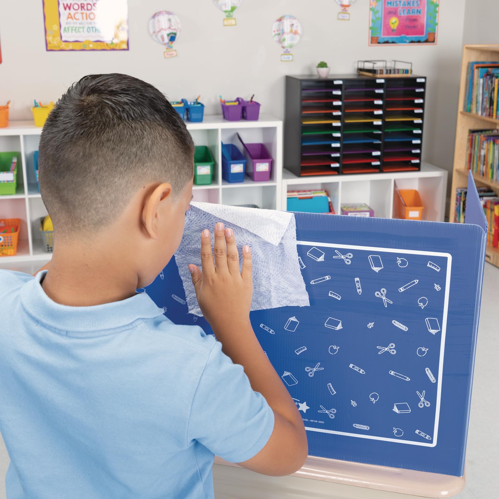 Really Good Stuff Plastic Privacy Shields for Student Desks – Single - Large - Study Carrel Reduces Distractions - Keep Eyes from Wandering During Tests, Blue School Tools - Image 4