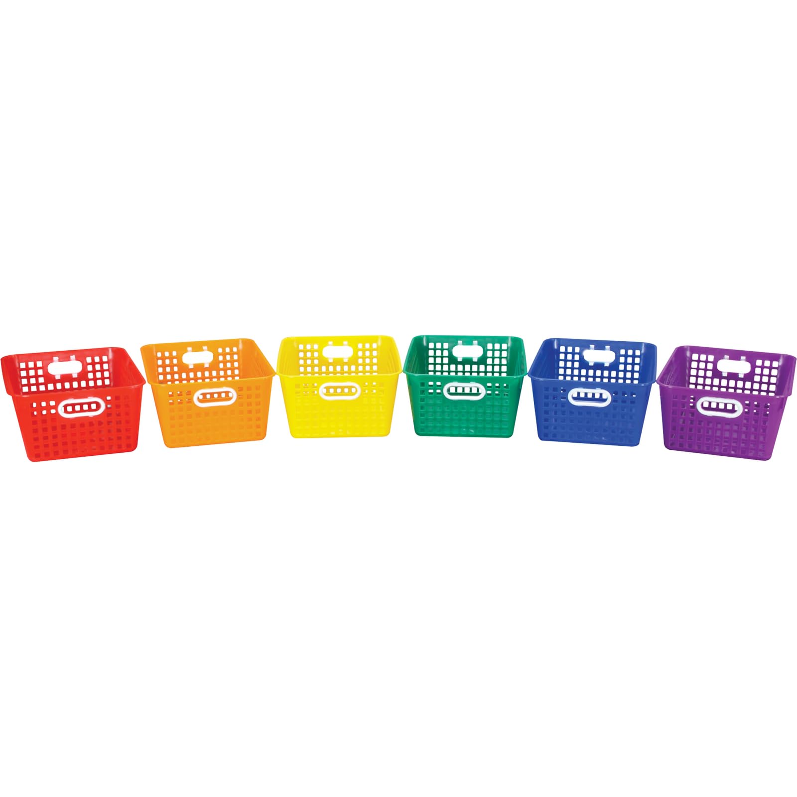 Really Good Stuff Plastic Storage Baskets with Handles, Bins for Books & Supplies, Organize Classroom & Home, 13” x 10”, Rainbow Colors 6 pk - Image 2