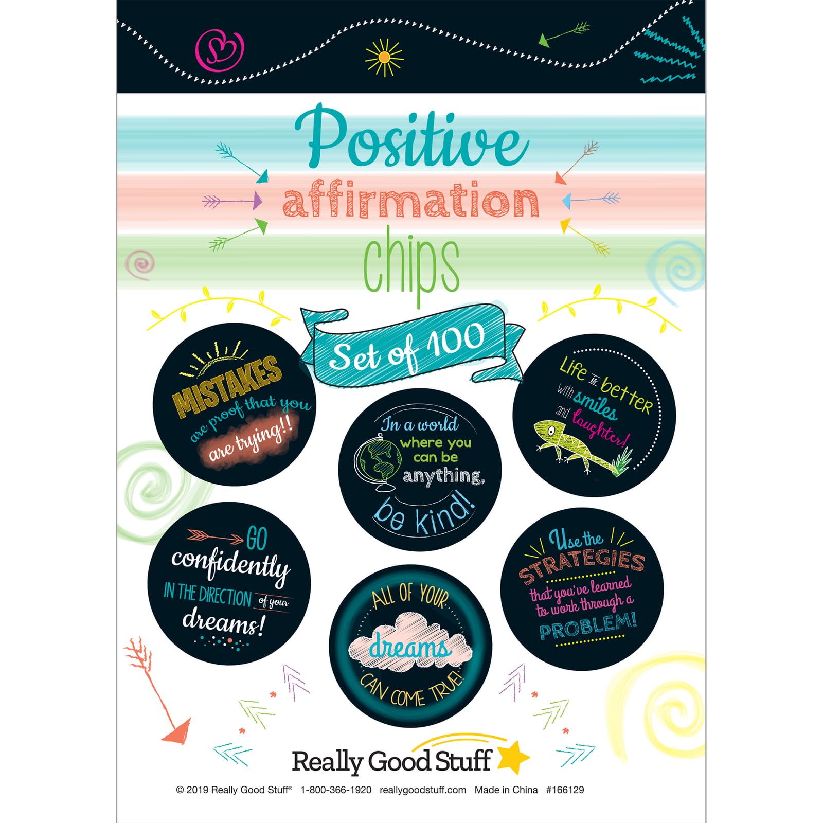 Really Good Stuff Positive Affirmation Chips - 100 Pack with 50 Motivational, Encouragement, Inspirational and Kindness Sayings - Image 2