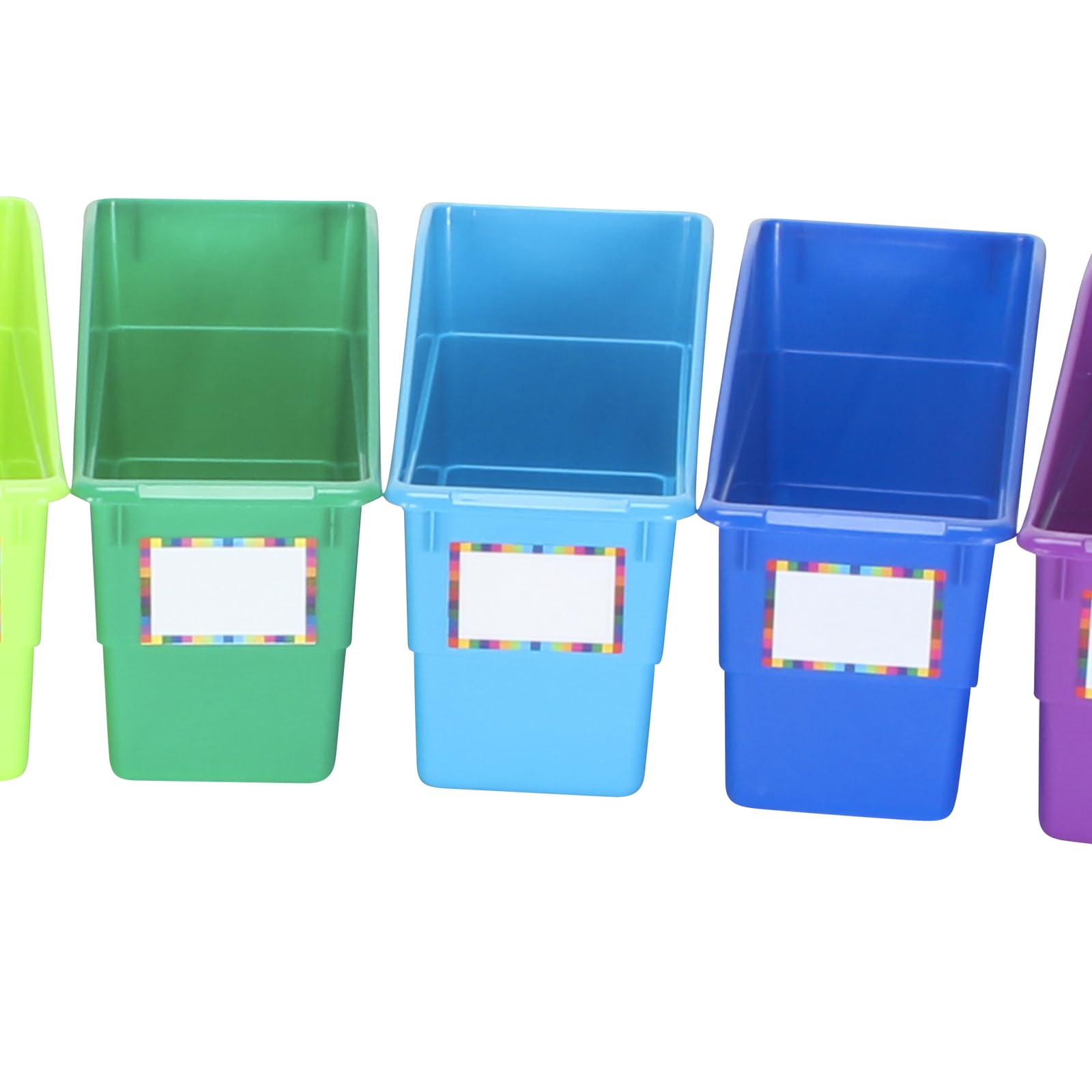 Really Good Stuff Rainbow Organizing Bins, Premium Plastic Book Holders With Name Labels, Vertical Storage & Organization for Classroom & Home, Color Code Files, Books, Binders, Supplies, 12 pk - Image 6