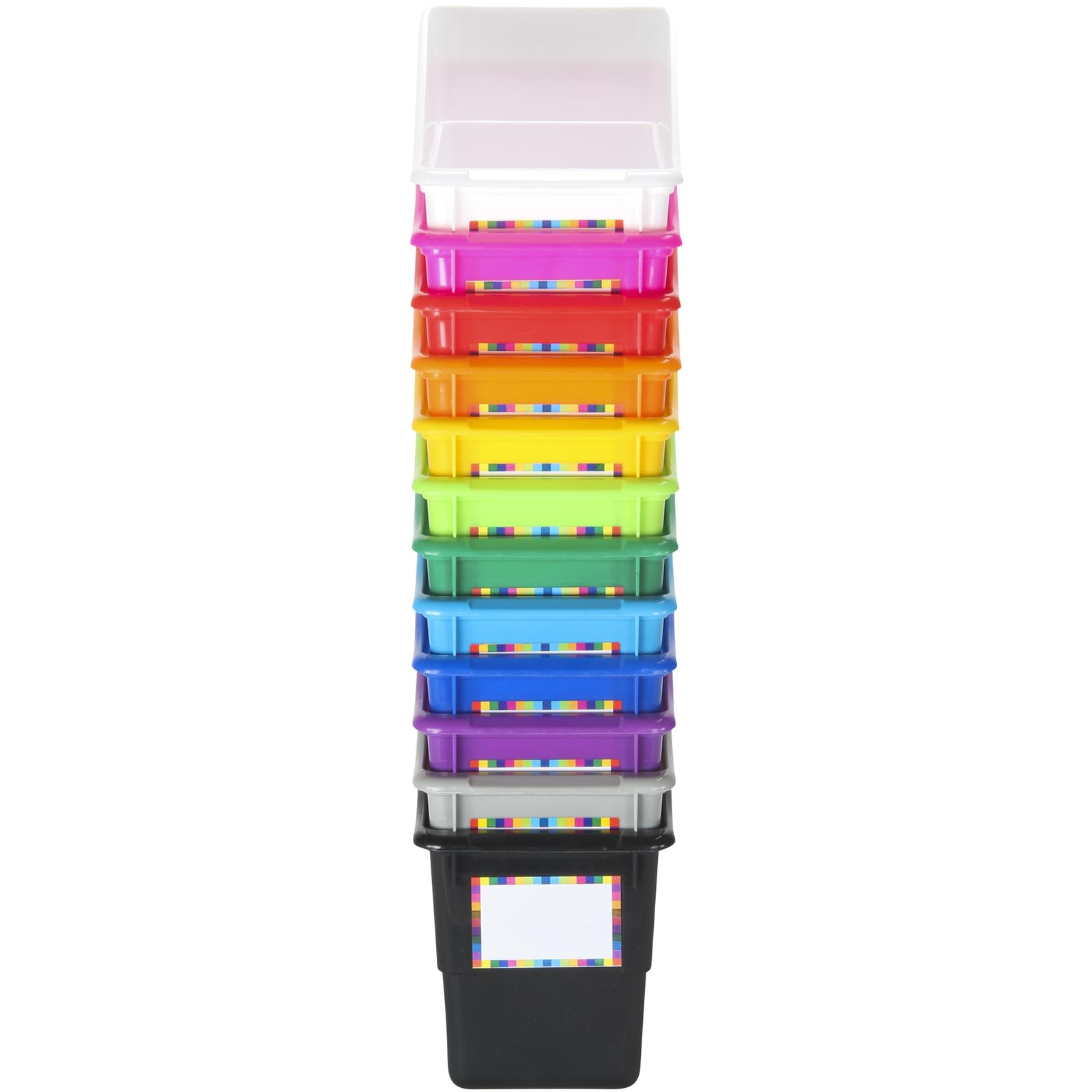 Really Good Stuff Rainbow Organizing Bins, Premium Plastic Book Holders With Name Labels, Vertical Storage & Organization for Classroom & Home, Color Code Files, Books, Binders, Supplies, 12 pk - Image 8