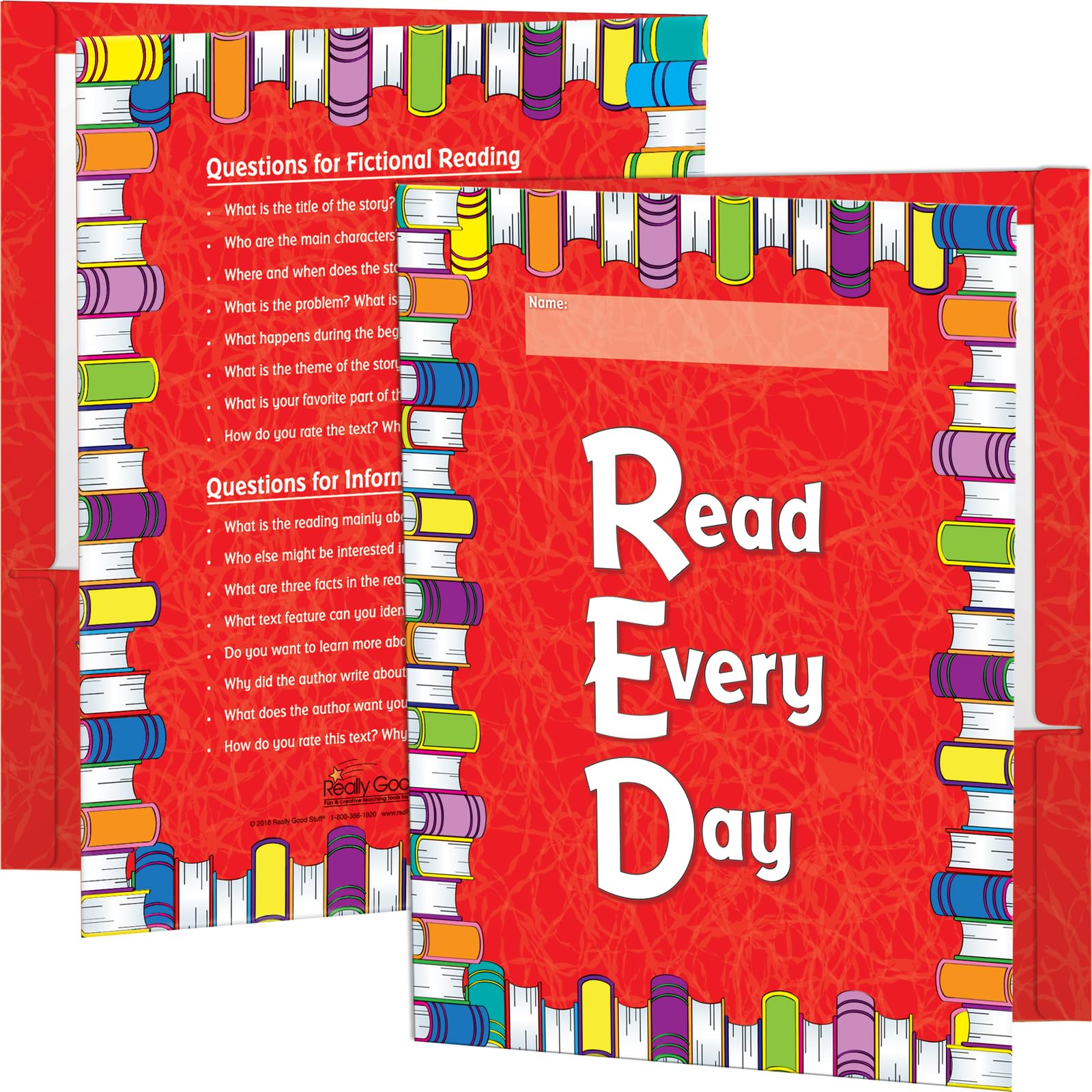 Really Good Stuff Read Every Day Student Folders - Pack of 12, 9"?" x 12" Laminated 2-Pocket Folders