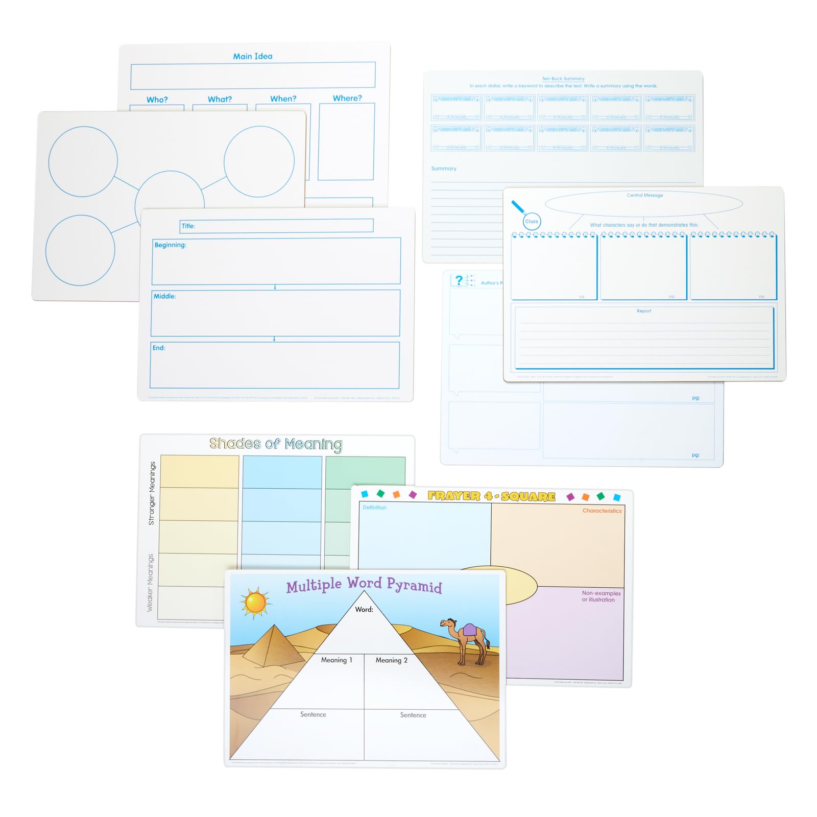 Really Good Stuff Reading Comprehension & Word Map Dry-Erase Board Set - 9 Double-Sided Boards