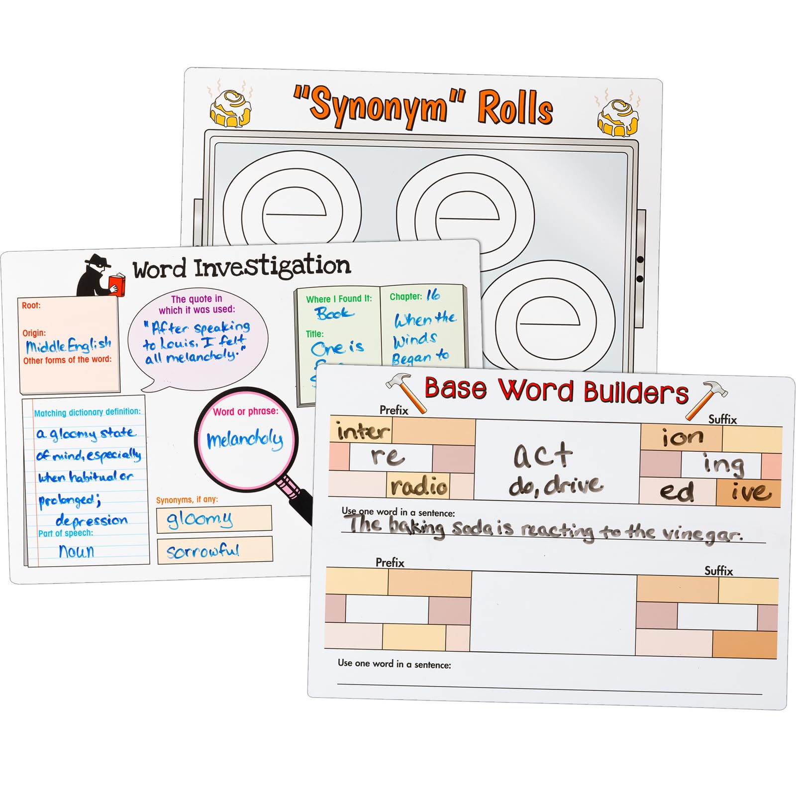 Really Good Stuff Reading Comprehension & Word Map Dry-Erase Board Set - 9 Double-Sided Boards - Image 4