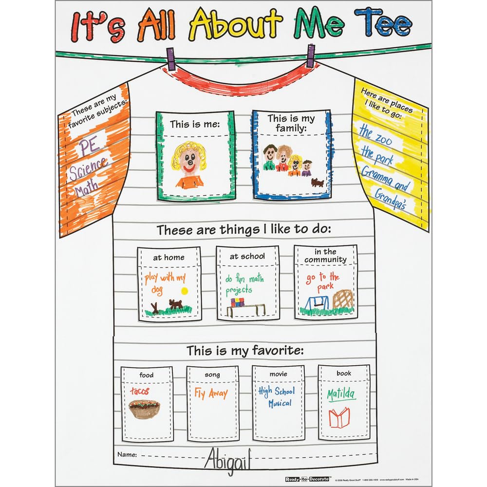 Really Good Stuff Ready-To-Decorate All About Me Tee Posters - 24 posters