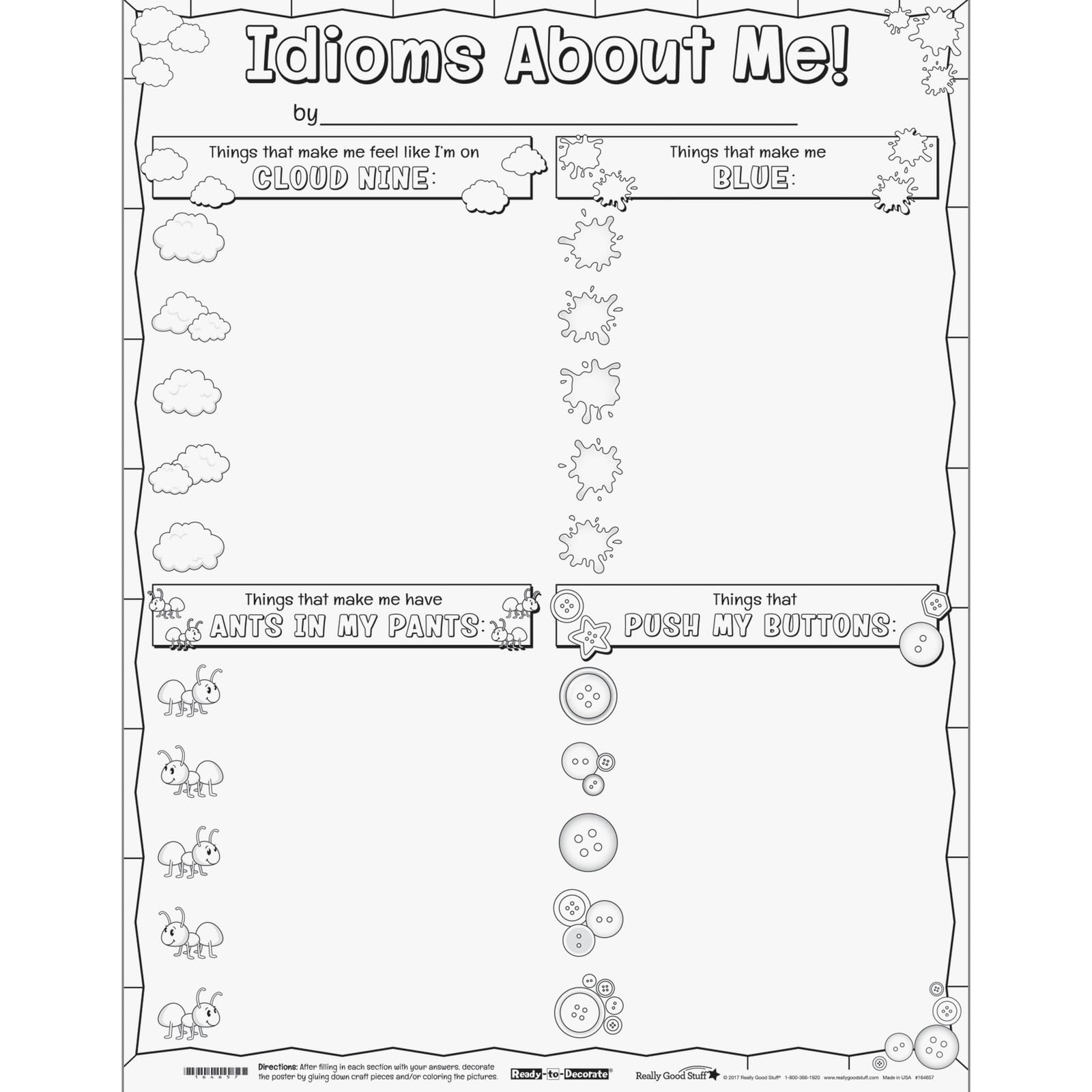 Really Good Stuff Ready-to-Decorate Idioms About Me Posters - 24 Posters - 22" by 17" - Image 2
