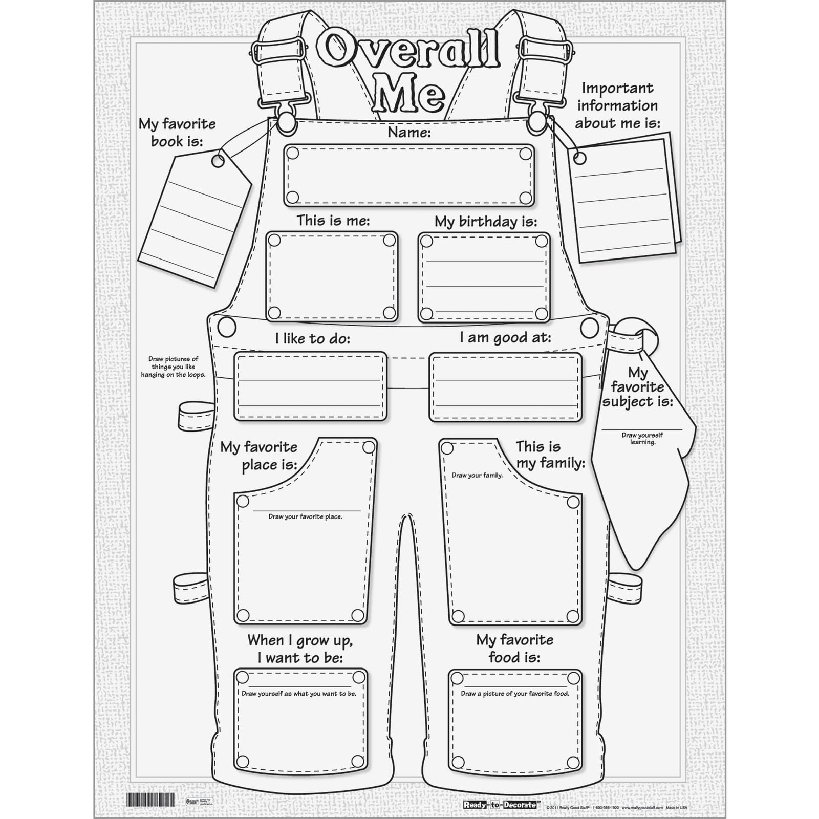 Really Good Stuff Ready-To-Decorate Overall Me Posters - 24 posters - Image 2