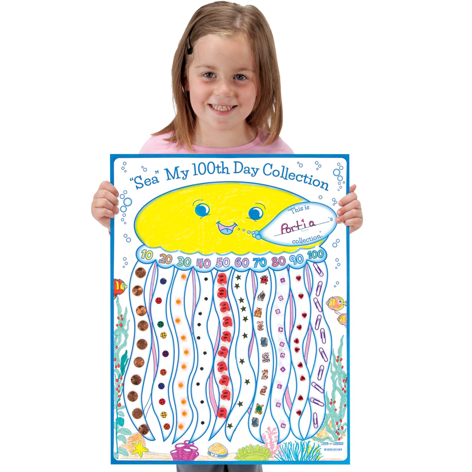 Really Good Stuff Ready-to-Decorate “Sea” My 100th Day of School Posters, Set of 24 - Celebrate The 100th Day of School with Classroom Crafts