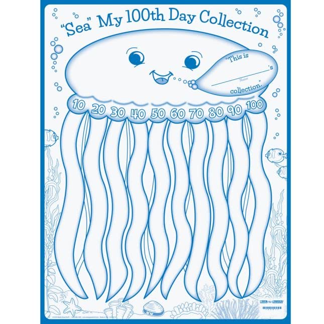Really Good Stuff Ready-to-Decorate “Sea” My 100th Day of School Posters, Set of 24 - Celebrate The 100th Day of School with Classroom Crafts - Image 3