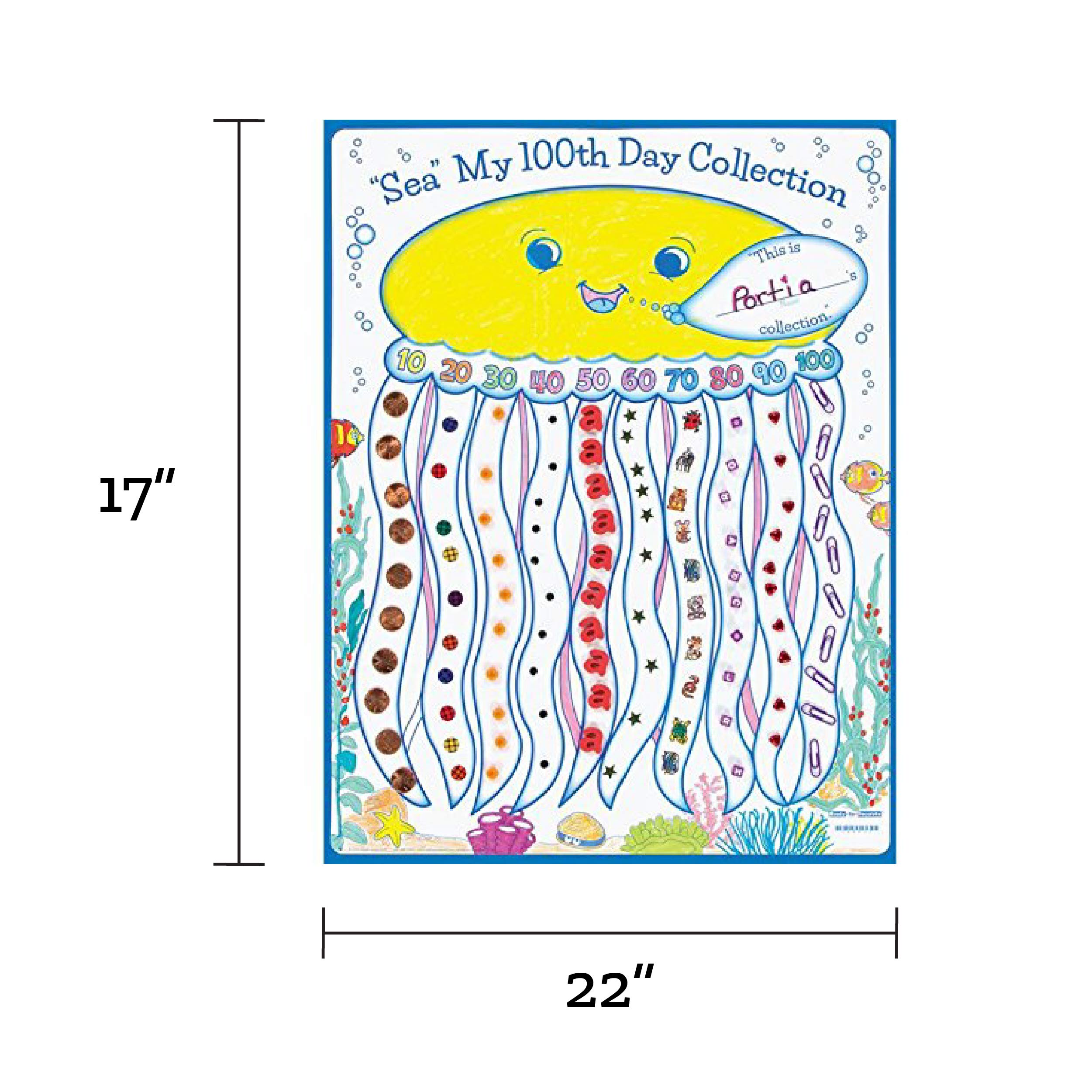 Really Good Stuff Ready-to-Decorate “Sea” My 100th Day of School Posters, Set of 24 - Celebrate The 100th Day of School with Classroom Crafts - Image 4