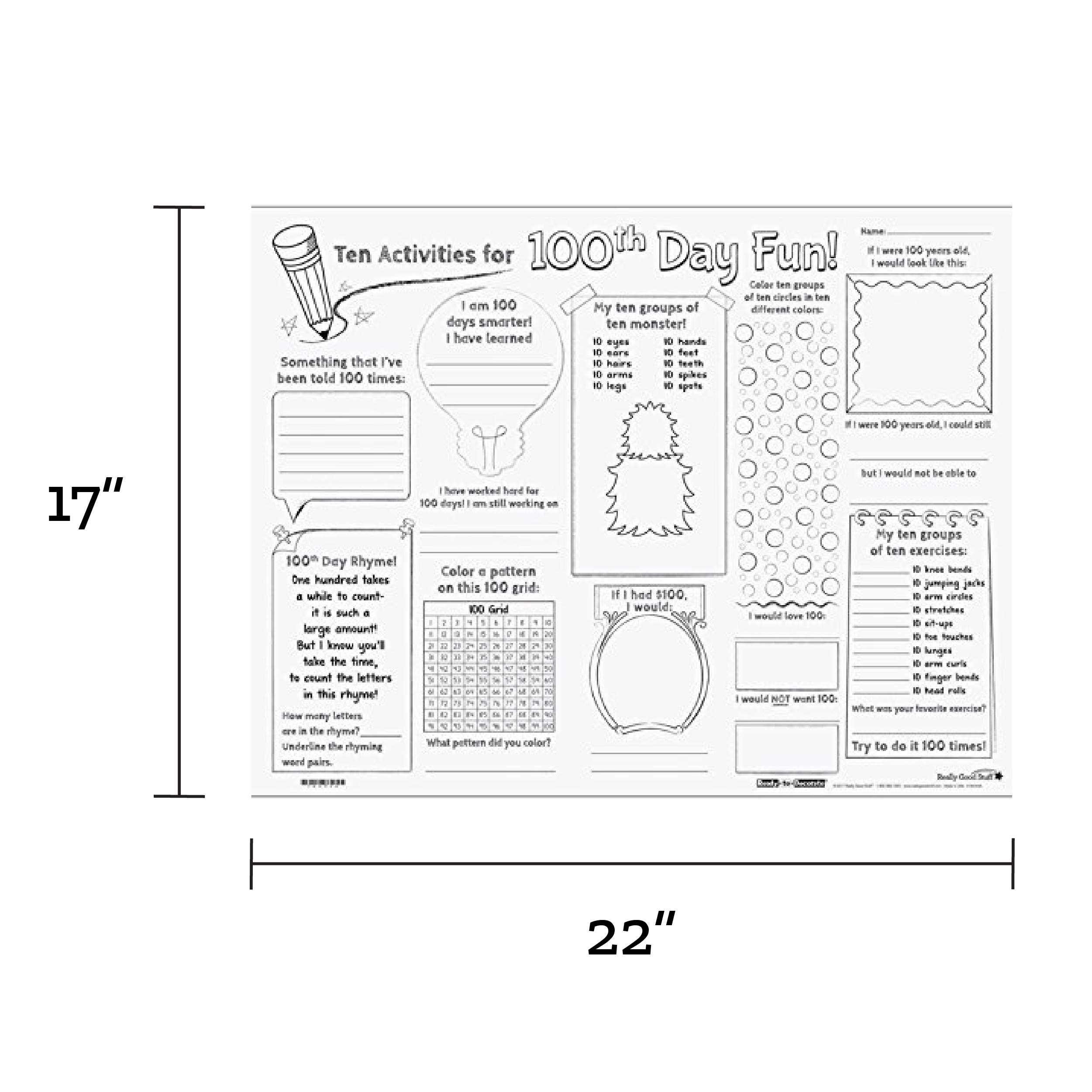 Really Good Stuff Ready-to-Decorate Ten Activities for 100th Day Fun! Posters - 24 Posters - Image 4