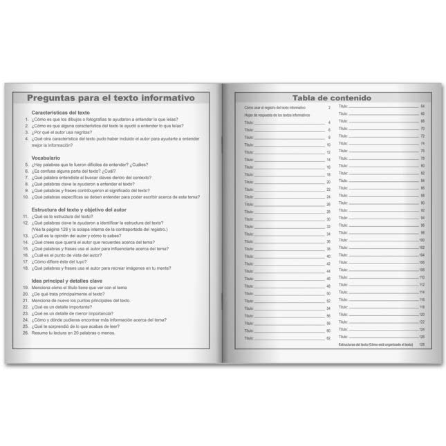 Really Good Stuff Registro del Texto informativo (Informational Text Journal) - 12 journals - Image 3