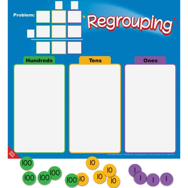 Really Good Stuff Regrouping Mats and Manipulatives Kit (Set of 4) – Interactive Mats and Manipulatives Help Students Solve Problems at School or Home – Write On/Wipe Off Mat for Repeated Use - Image 3