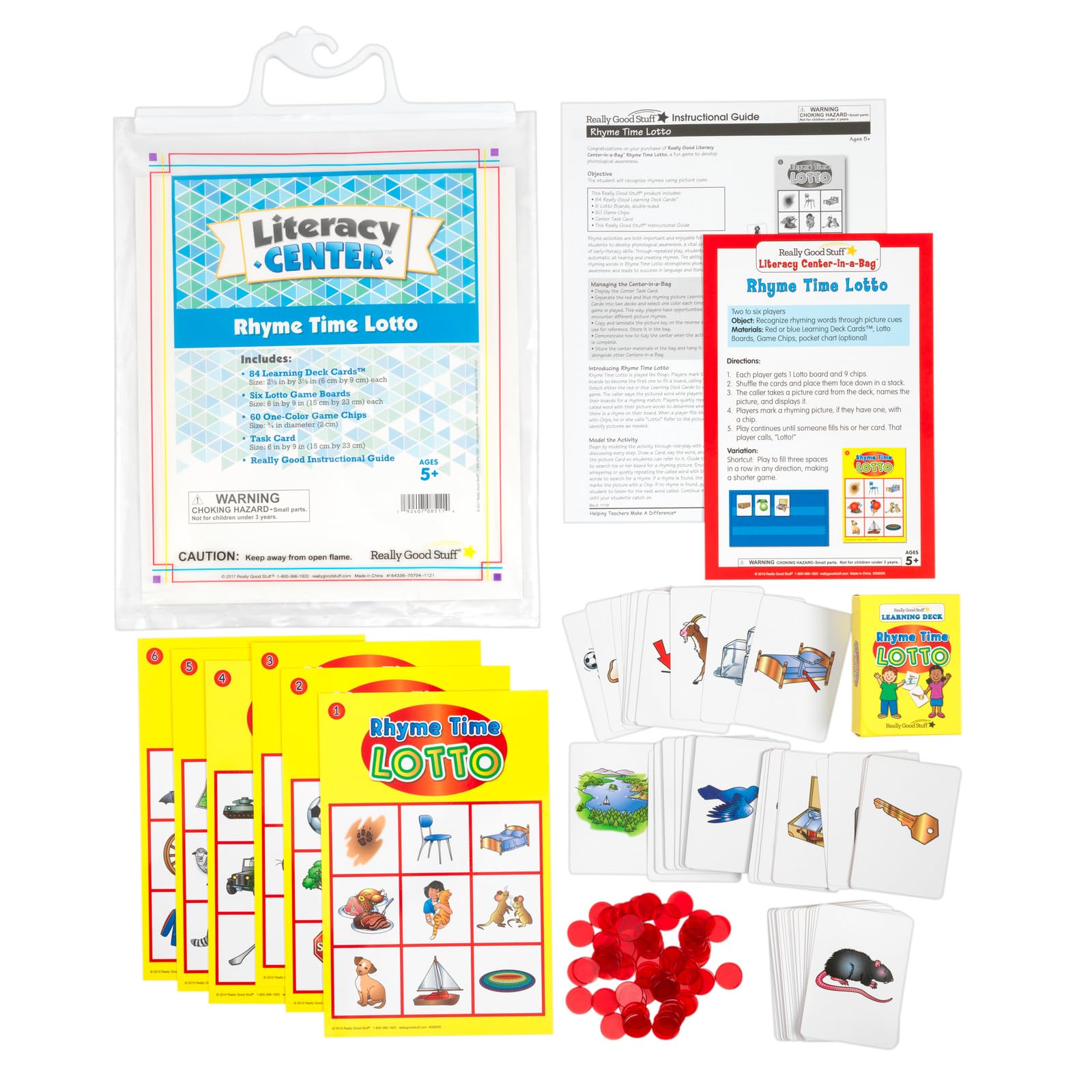 Really Good Stuff Rhyme Time Lotto Literacy Center - 1 Literacy Center