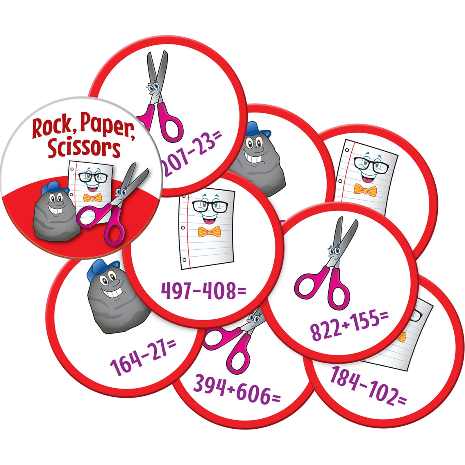 Really Good Stuff Rock, Paper, Scissors Math Game - Addition and Subtraction Through 1, 000-1 Game