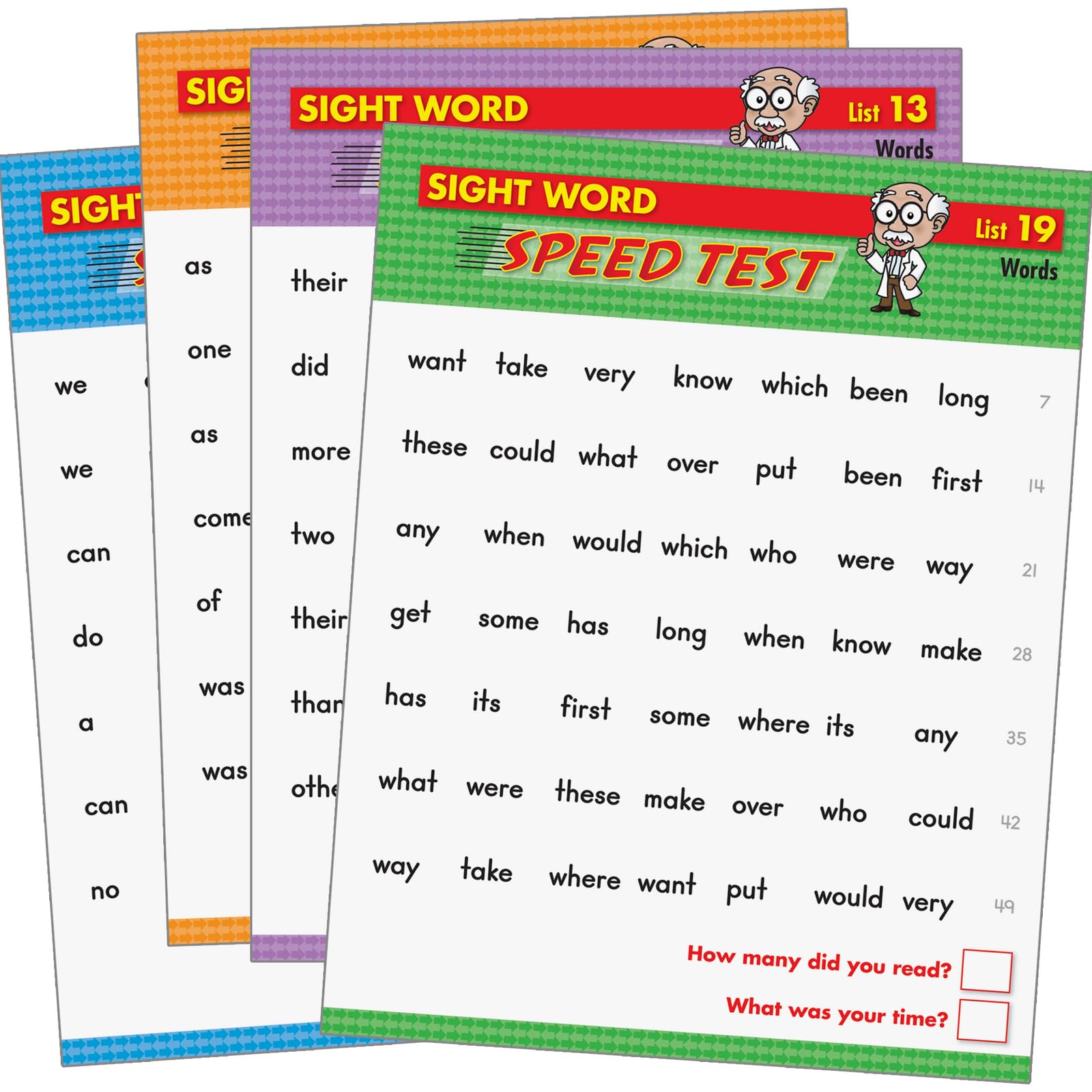 Really Good Stuff Sight Word Fluency Drills and Assessment Kit - 25 Cards