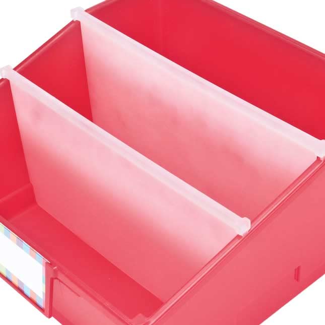 Really Good Stuff Single-Color Picture Book Classroom Library Bins with Dividers, 13.5" x 13.5" x 7.75", 4 Pack, Pebble - Image 3