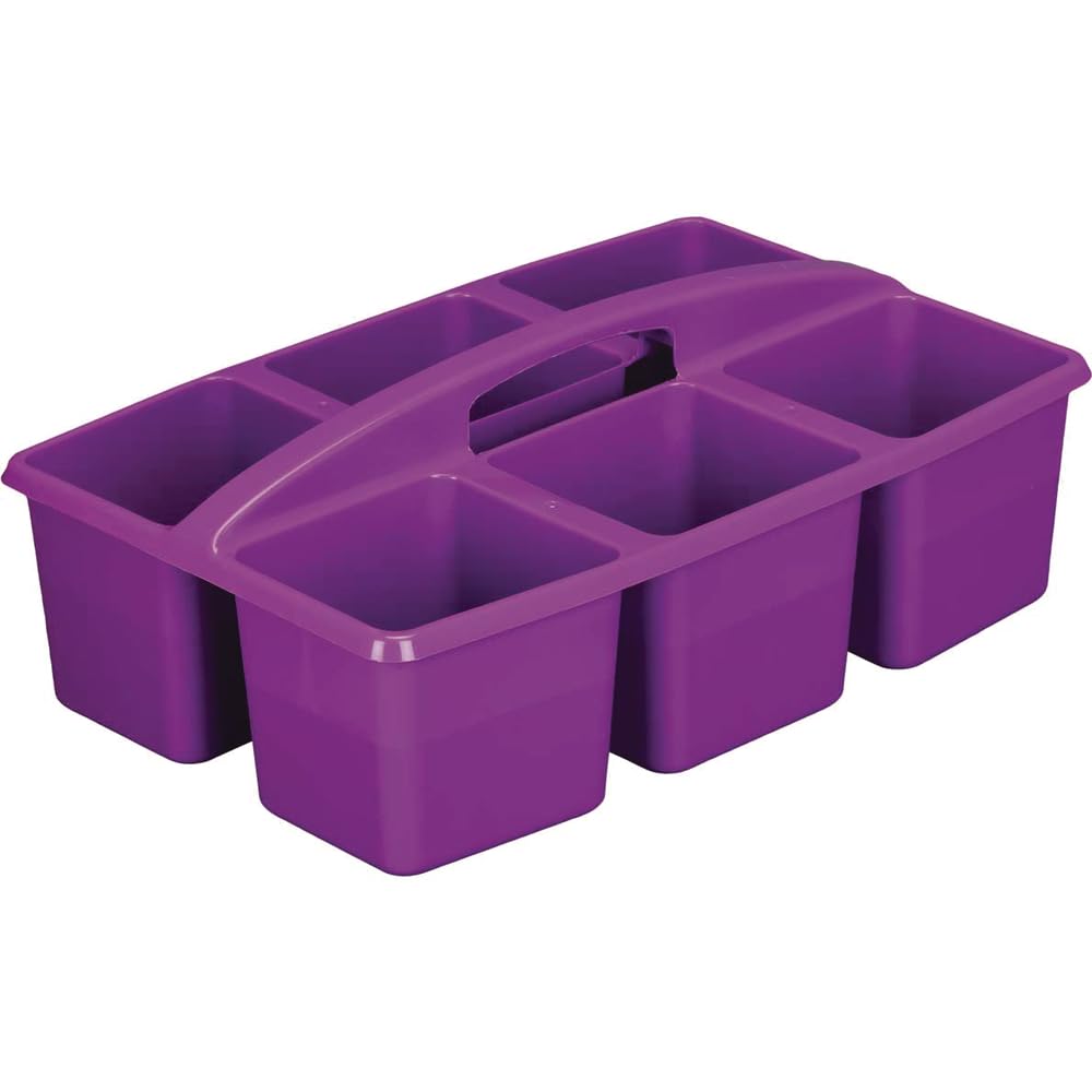 Really Good Stuff Six-Equal-Compartment Caddies - 6 Pack - Classroom Table Caddies - Assorted Colors Portable Plastic Storage Classroom Caddy for Easy Storage of Small Items - Image 3
