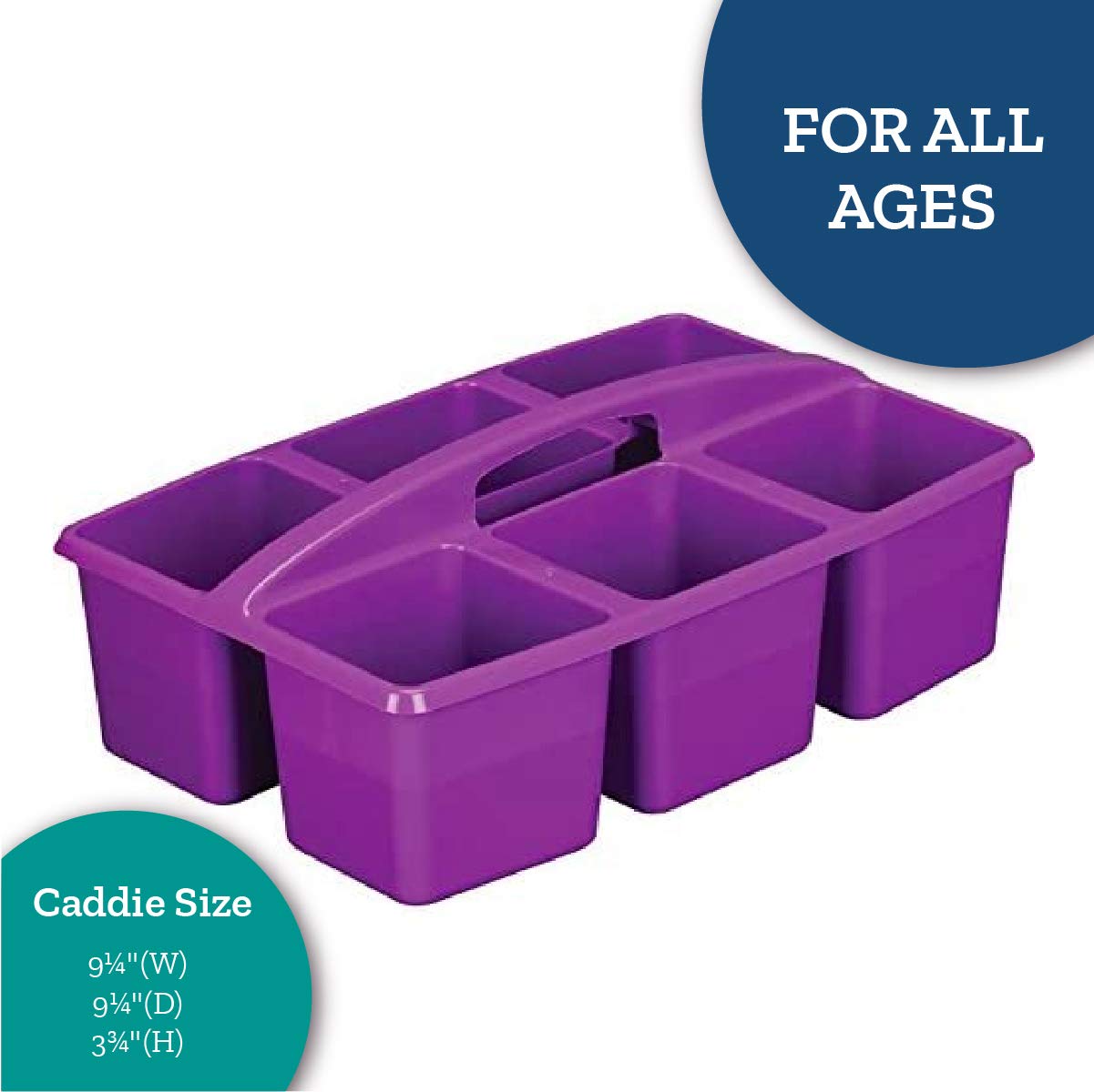 Really Good Stuff Six-Equal-Compartment Caddies - 6 Pack - Classroom Table Caddies - Assorted Colors Portable Plastic Storage Classroom Caddy for Easy Storage of Small Items - Image 5