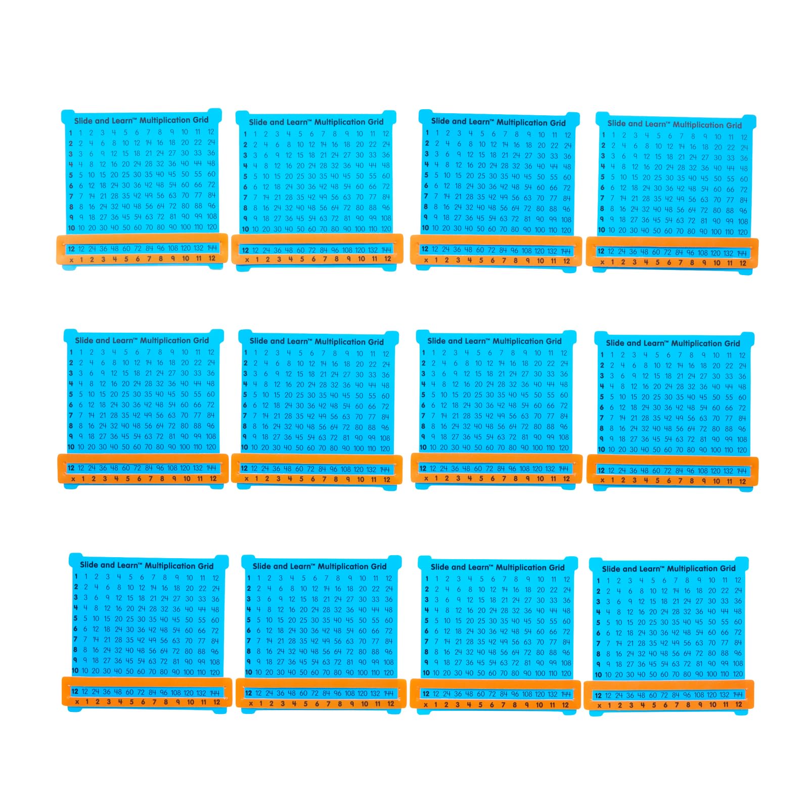 Really Good Stuff Slide and Learn Multiplication Grids, 5?” by 5½” (Set of 12) – Thin Plastic Multiplication Grid with Viewer Window – Help with Multiplication Problems and Practice Tracking at School