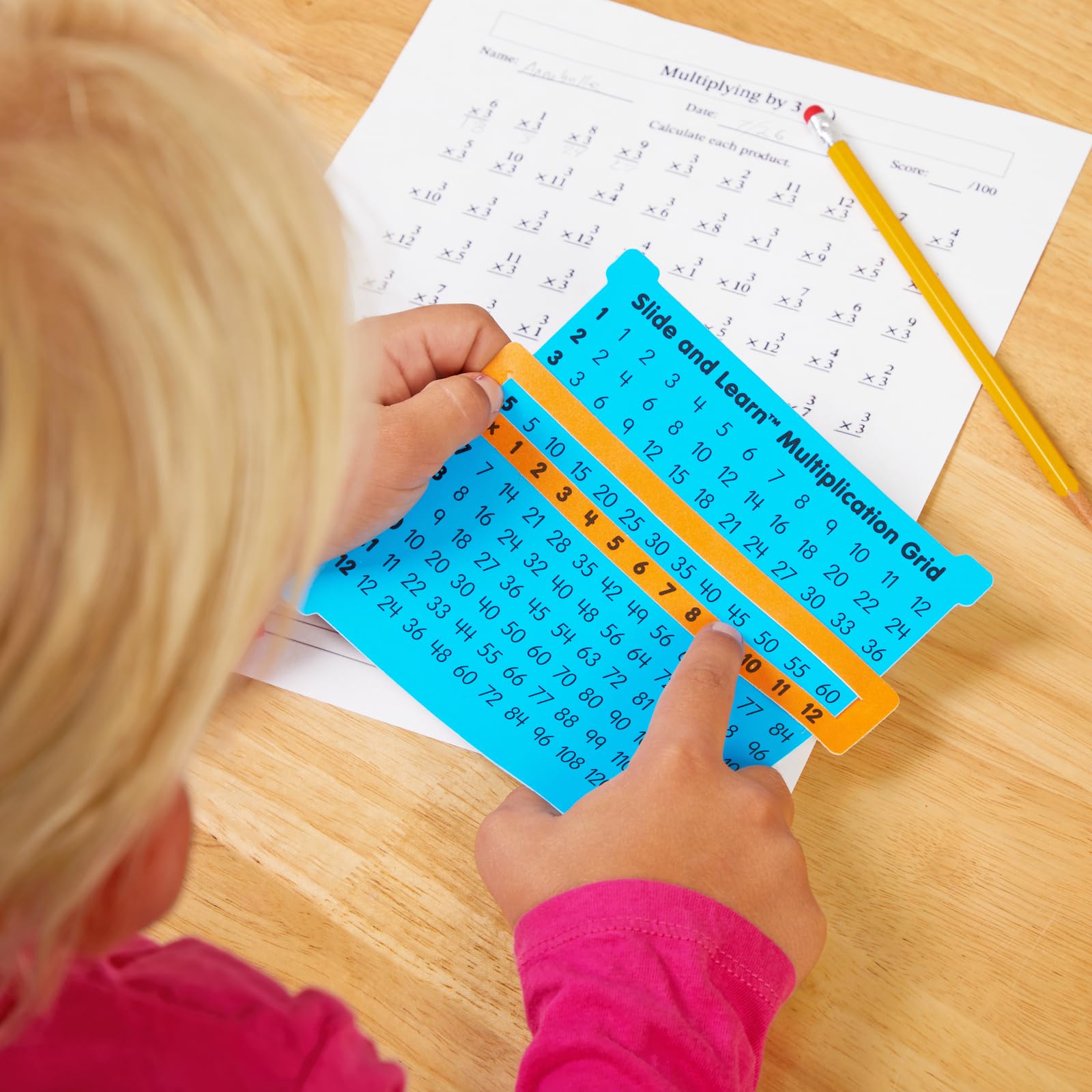 Really Good Stuff Slide and Learn Multiplication Grids, 5?” by 5½” (Set of 12) – Thin Plastic Multiplication Grid with Viewer Window – Help with Multiplication Problems and Practice Tracking at School - Image 3