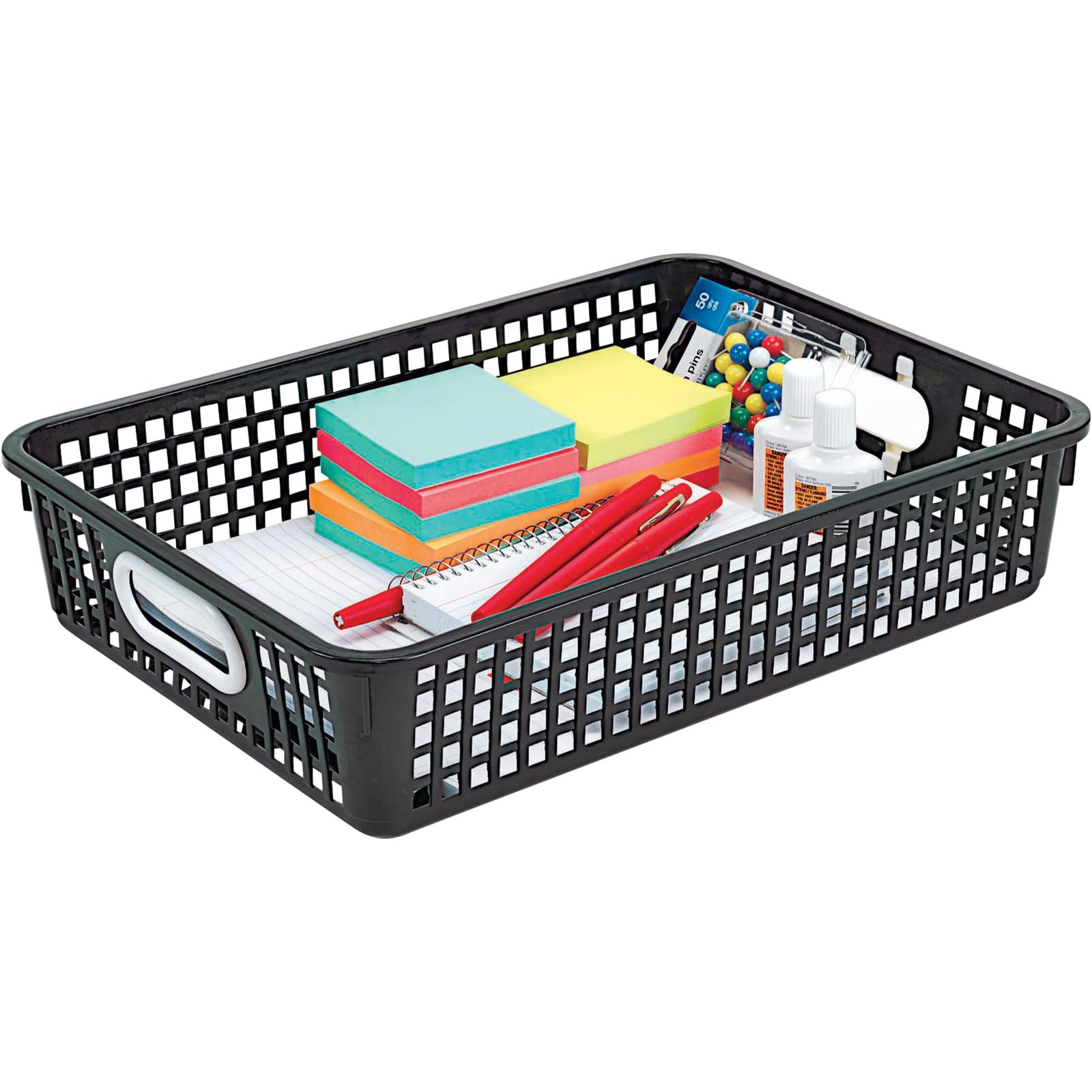 Really Good Stuff Small Plastic Paper Baskets, 14" x 10" x 3.25", 12 Pack, Black, Plastic Mesh Baskets for Classroom, Home, and Office, Fits A4 Paper, Documents, Files, Magazines - Image 5