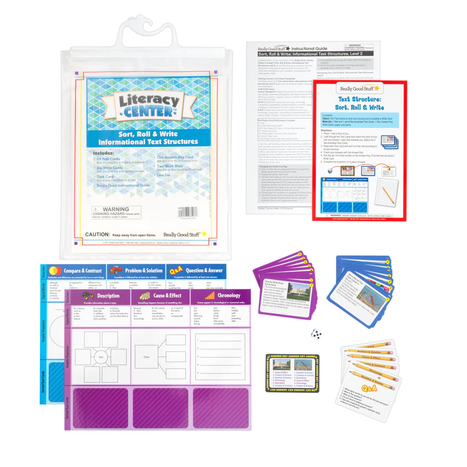Really Good Stuff Sort, Roll, and Write Informational Text Structures Literacy Center - 1 Literacy Center