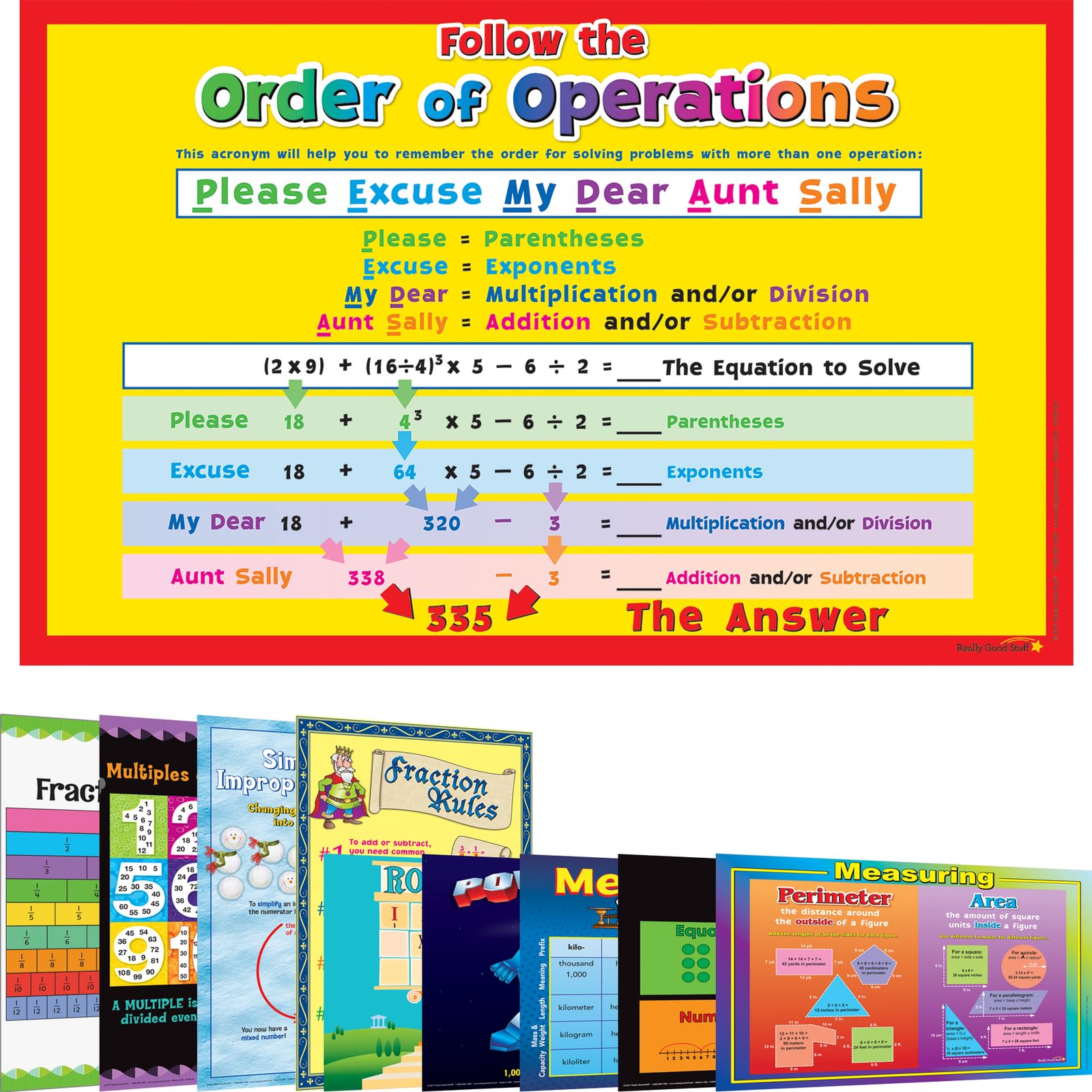 Really Good Stuff Space-Saver Poster Pack - Intermediate Math
