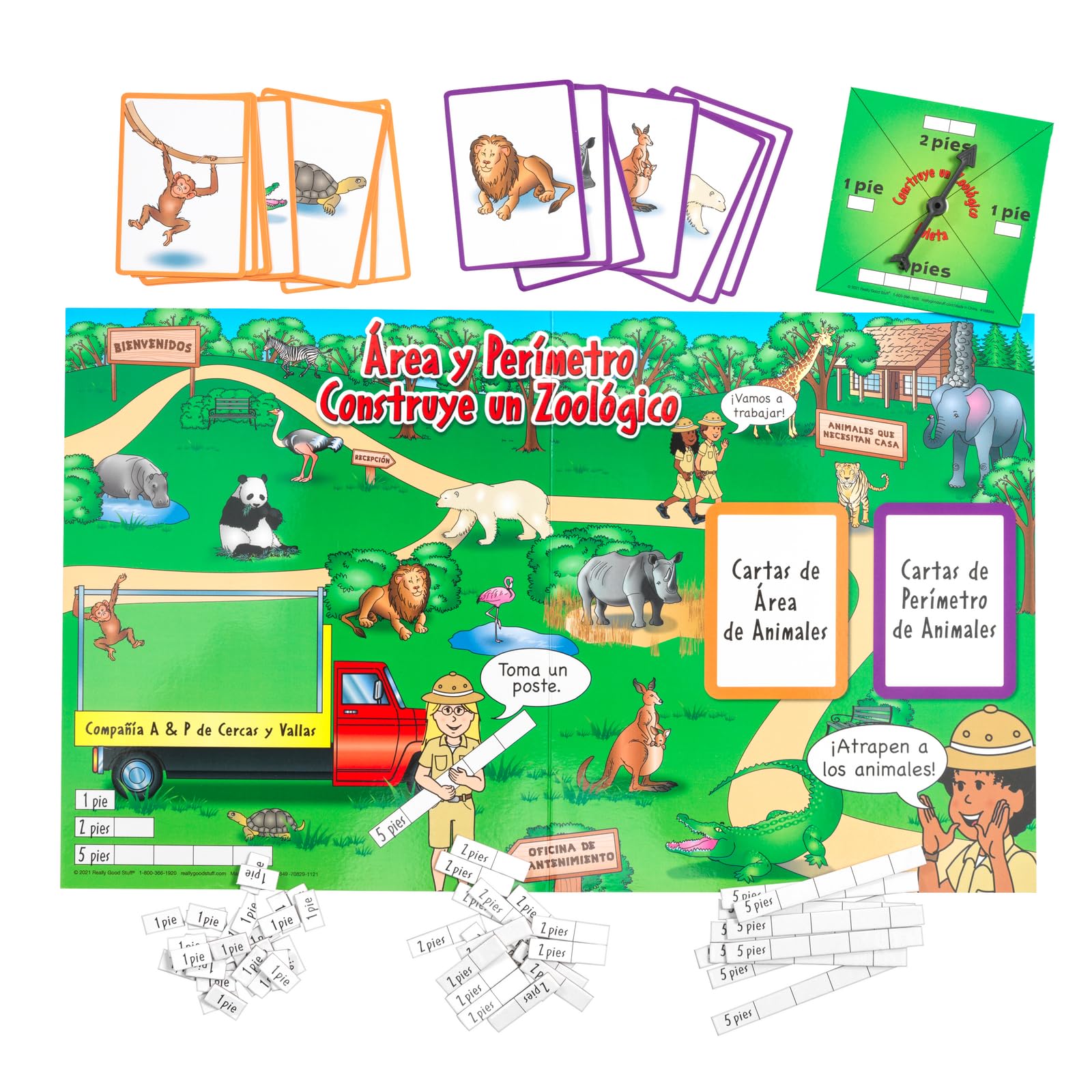 Really Good Stuff Spanish Area and Perimeter Build-A-Zoo Numeracy Center (Centro de Aritmetica - Area y Perimetro Construye un Zoologico) - Image 5