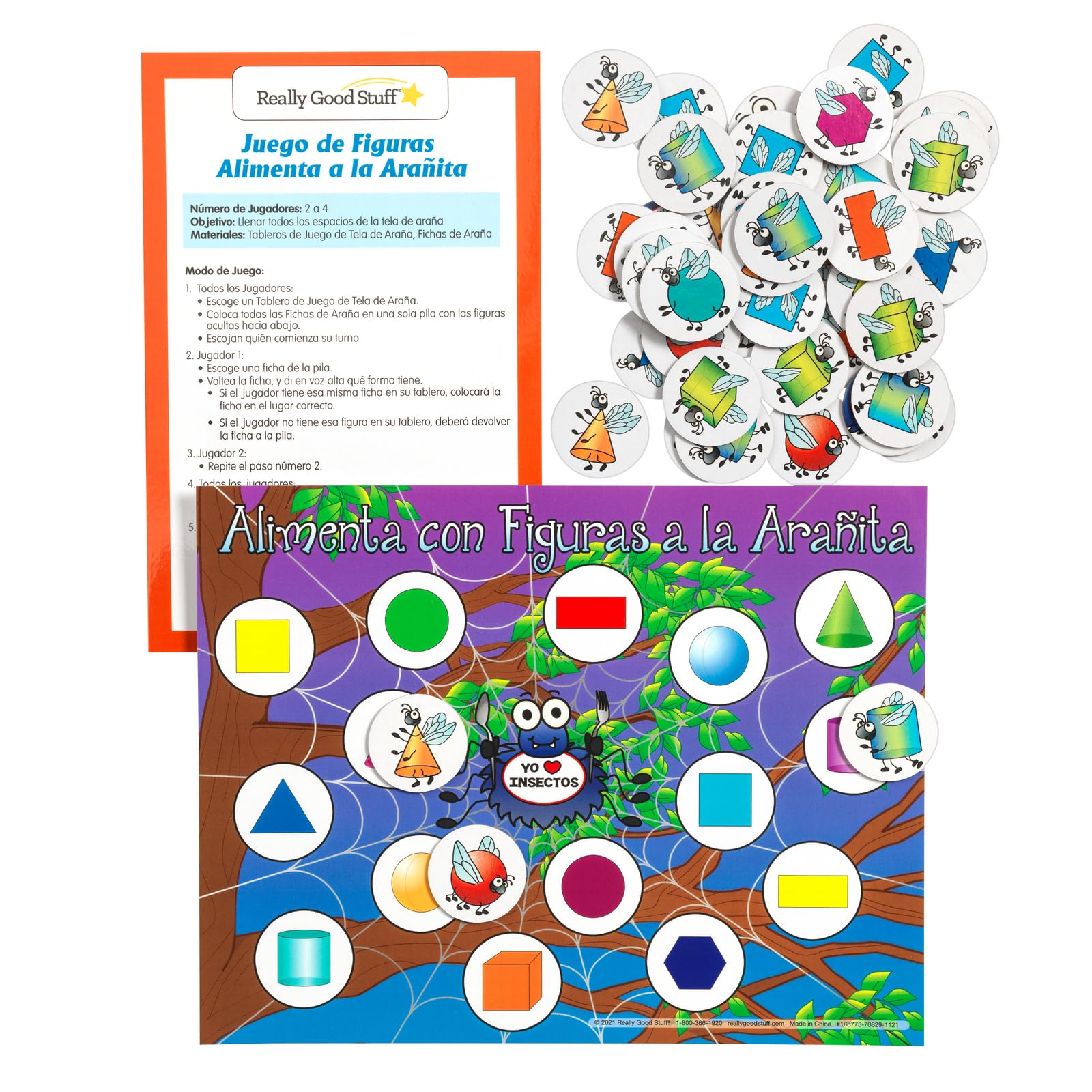 Really Good Stuff Spanish Feed the Spiders - Shapes Match Numeracy Center (Centro de Aritmetica - Juego de Figuras) - Image 5
