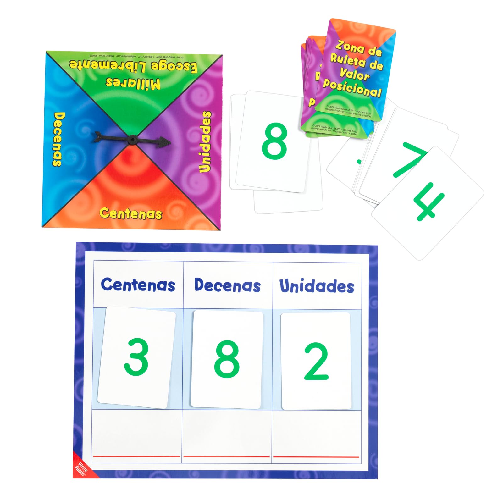 Really Good Stuff Spanish Place Value Spin Zone - Numeracy Center Grade 2+ (Centro de Aritmetica - Zona de Ruleta de Valor Posicional) - Image 5