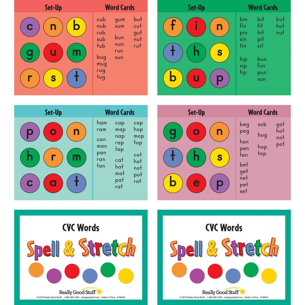 Really Good Stuff Spell and Stretch CVC Task Cards and Carpet Mark Its - Image 9