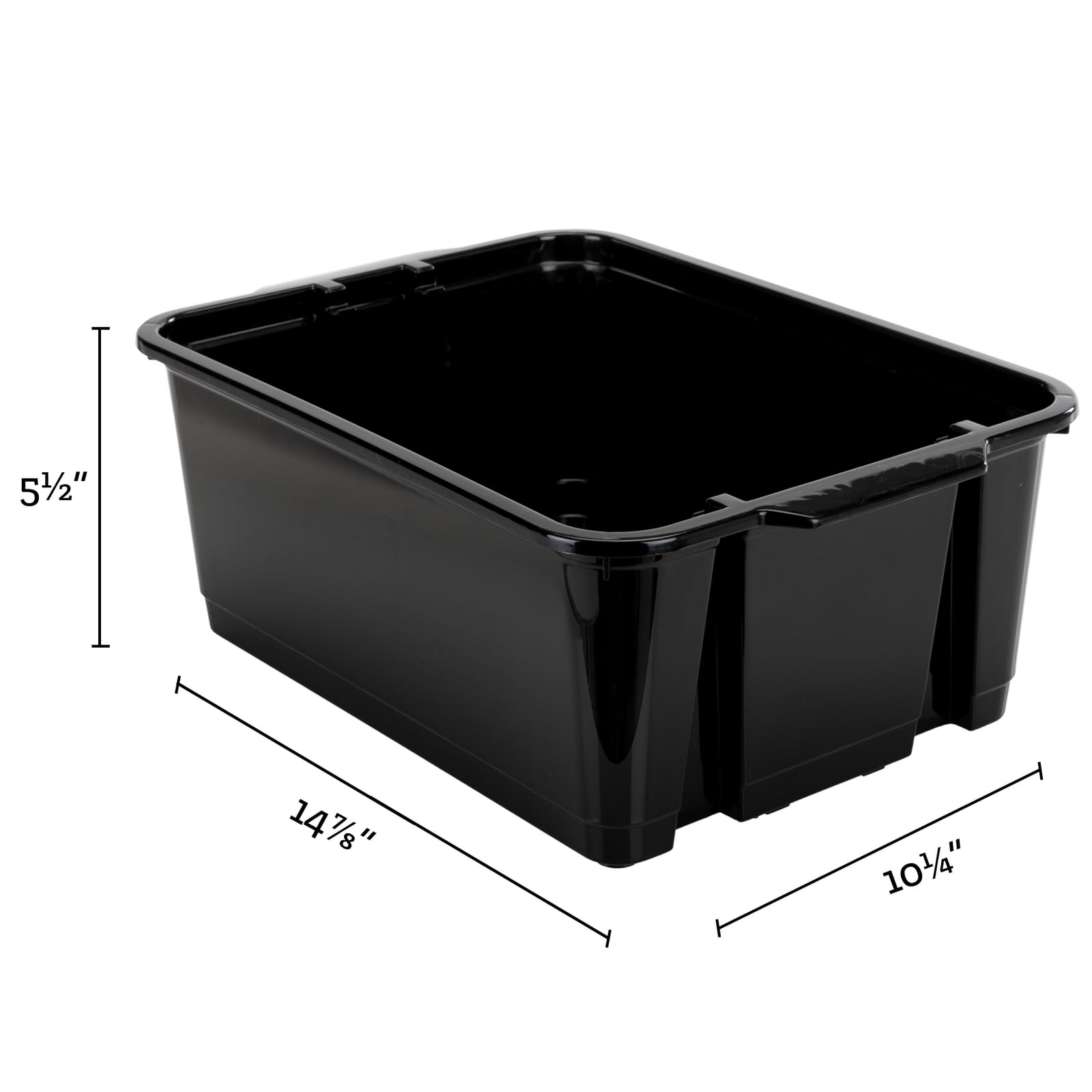 Really Good Stuff Stacking Bins, 14" x 10" x 5 .75" - 12 Pack, Black, Stackable Storage Plastic Bins for Classroom Organization, Home Storage, Office & Hospital Supplies - Image 3