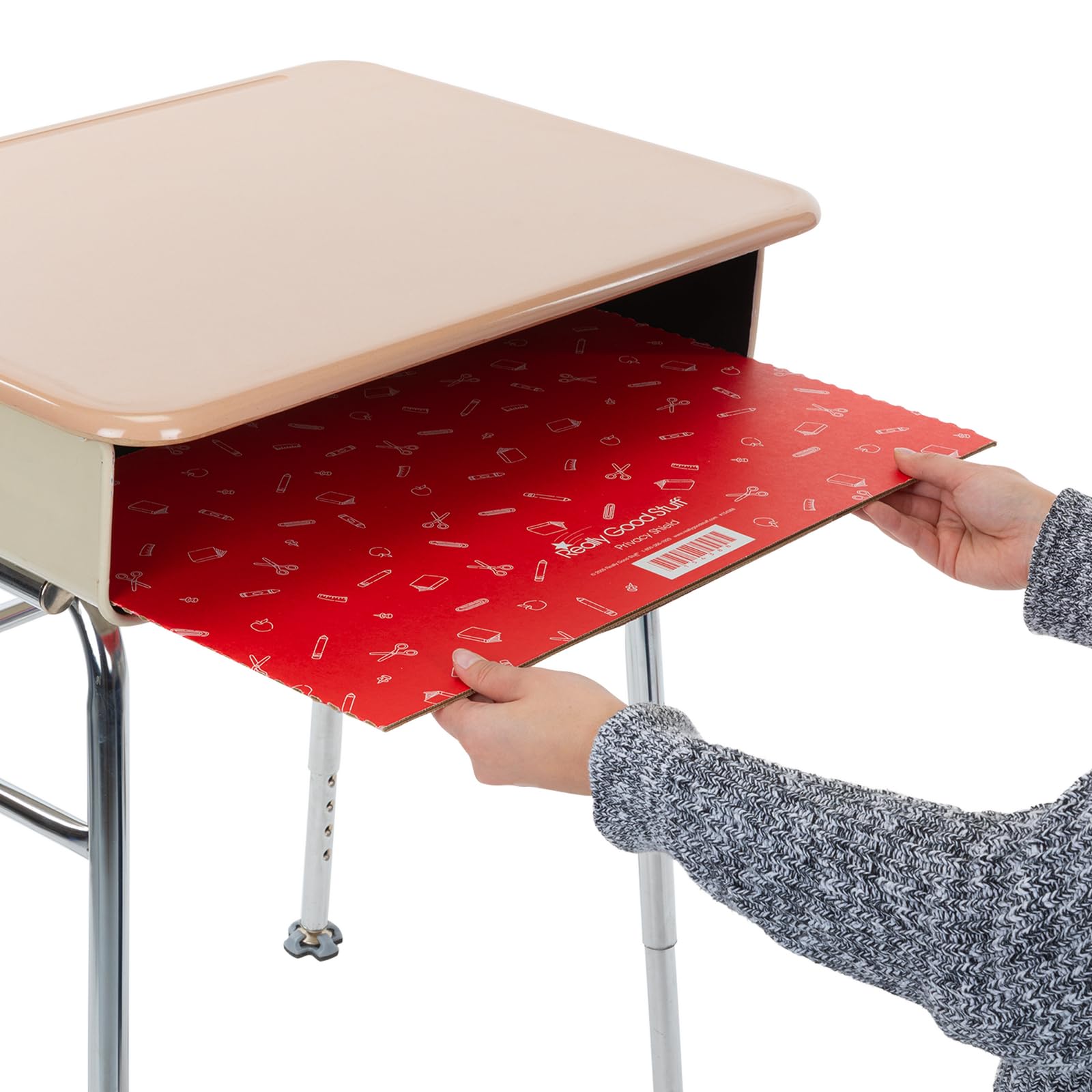 Really Good Stuff Standard Privacy Shields for Student Desks – Set of 12 - 6 Group Colors - Matte - Study Carrel Reduces Distractions - Keep Eyes From Wandering During Tests, Red, Blue, Green, Yellow, Orange & Purple With Stars & Swirls Pattern - Image 6