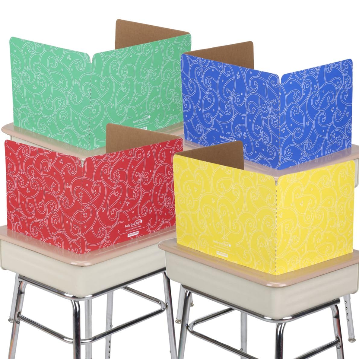 Really Good Stuff Standard Privacy Shields Set of 12 - Create a Focused Learning Environment - Color-Coded Design - Star and Swirl Matte Finish - Image 4