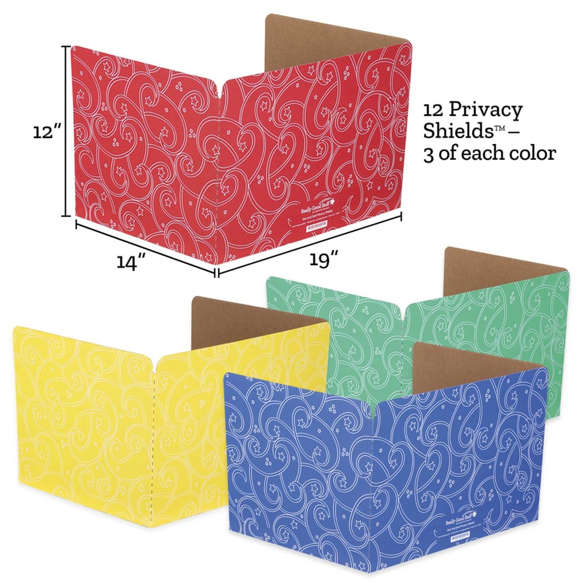 Really Good Stuff Standard Privacy Shields Set of 12 - Create a Focused Learning Environment - Color-Coded Design - Star and Swirl Matte Finish - Image 5