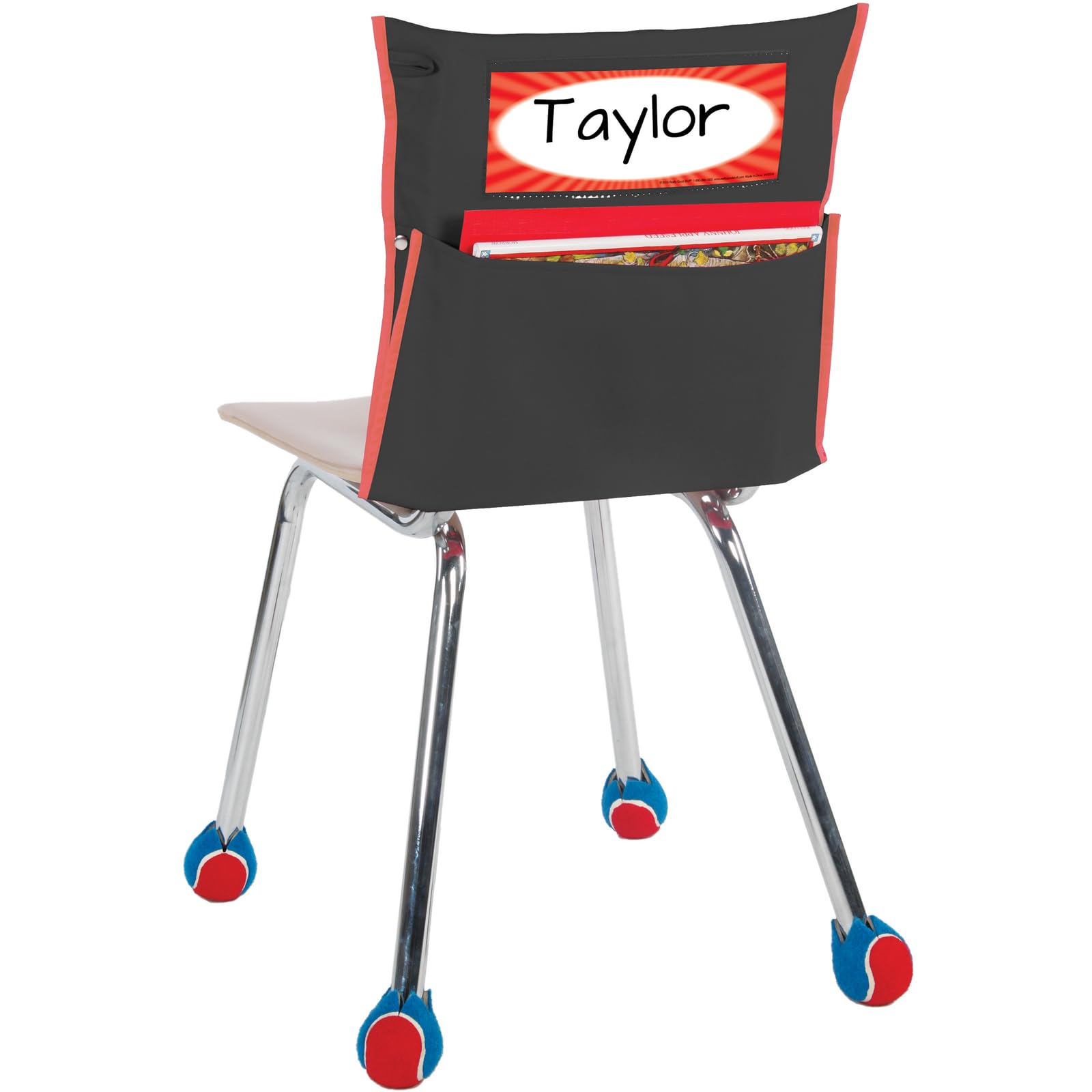Really Good Stuff - Store More Black Grouping Chair Pockets - Set of 8 - Black & Color Accents - Classroom Essential - Pocket Chair Organizer Keeps Students Organized and Classrooms Neat - Image 6