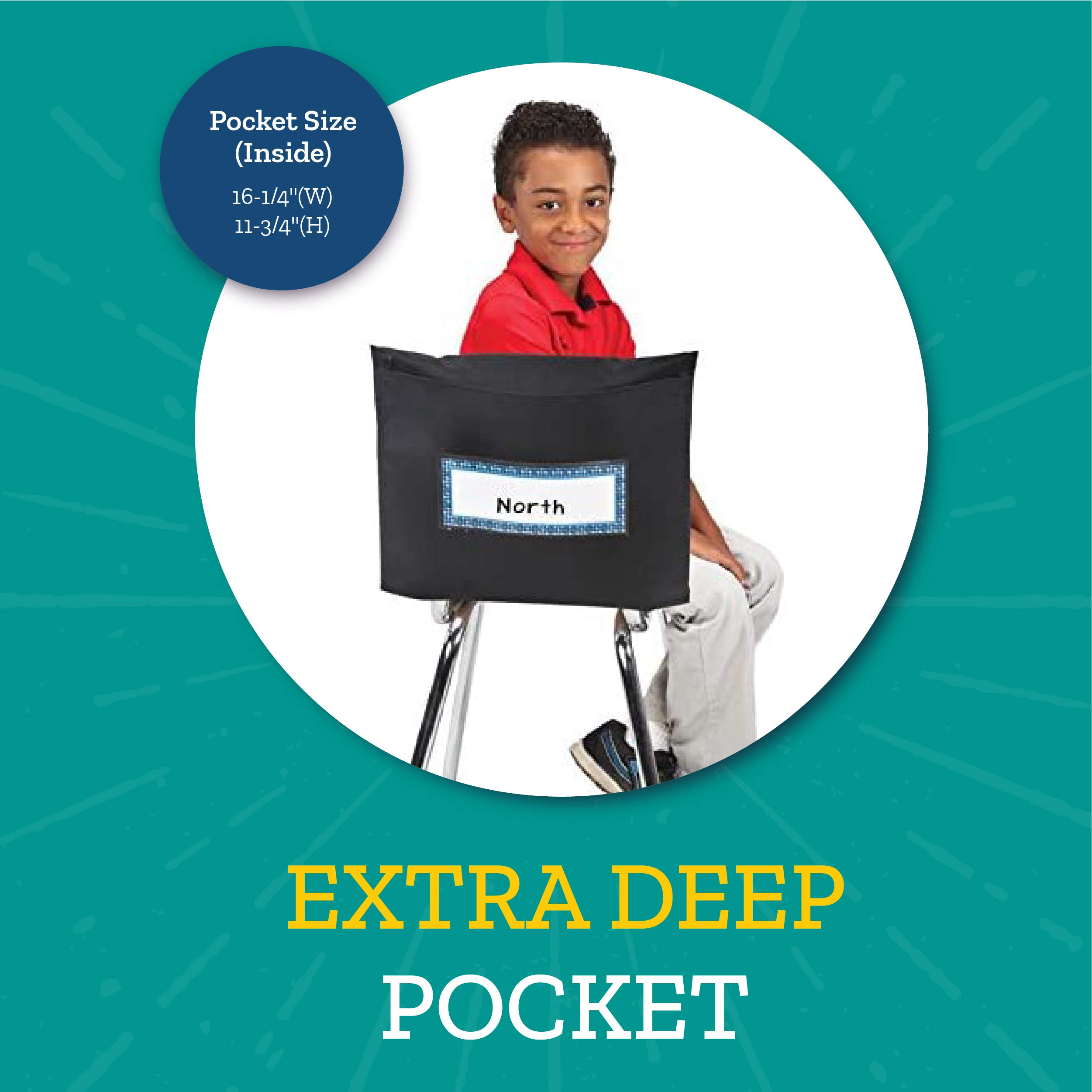 Really Good Stuff Store More Deep-Pocket Chair Pockets –6 Pack – Black - Image 2